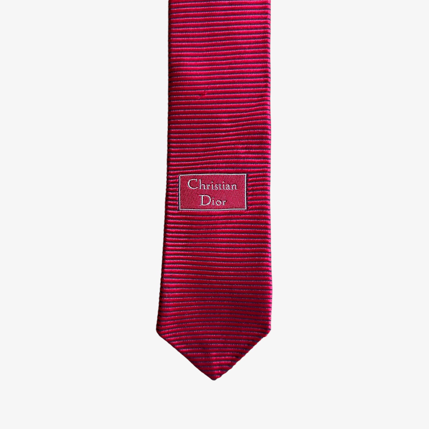 Vintage 90s Christian Dior Red Ribbed Silk Tie Brand New With Tags Logo - Casspios Dream