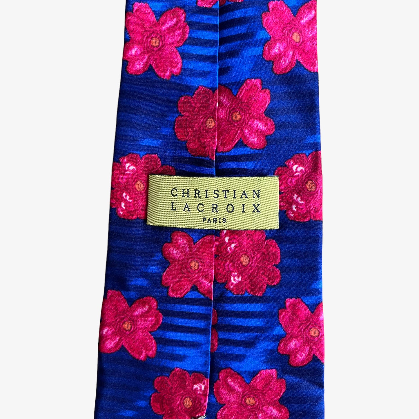 Vintage 90s Christian Lacroix Floral Print Silk Tie Label - Casspios Dream