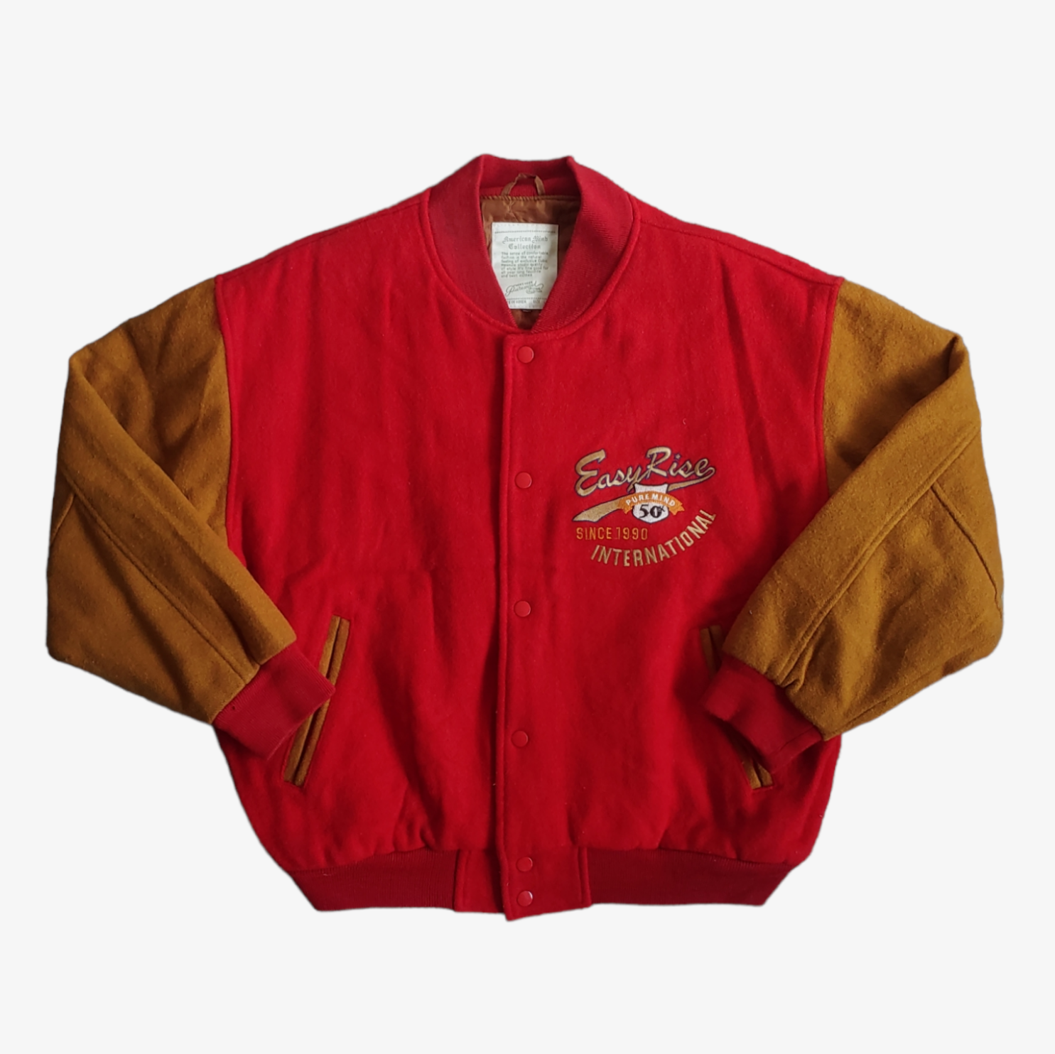 Vintage 90s Club Spirits Easy Rise Wool Red Varsity Jacket - Casspios Dream