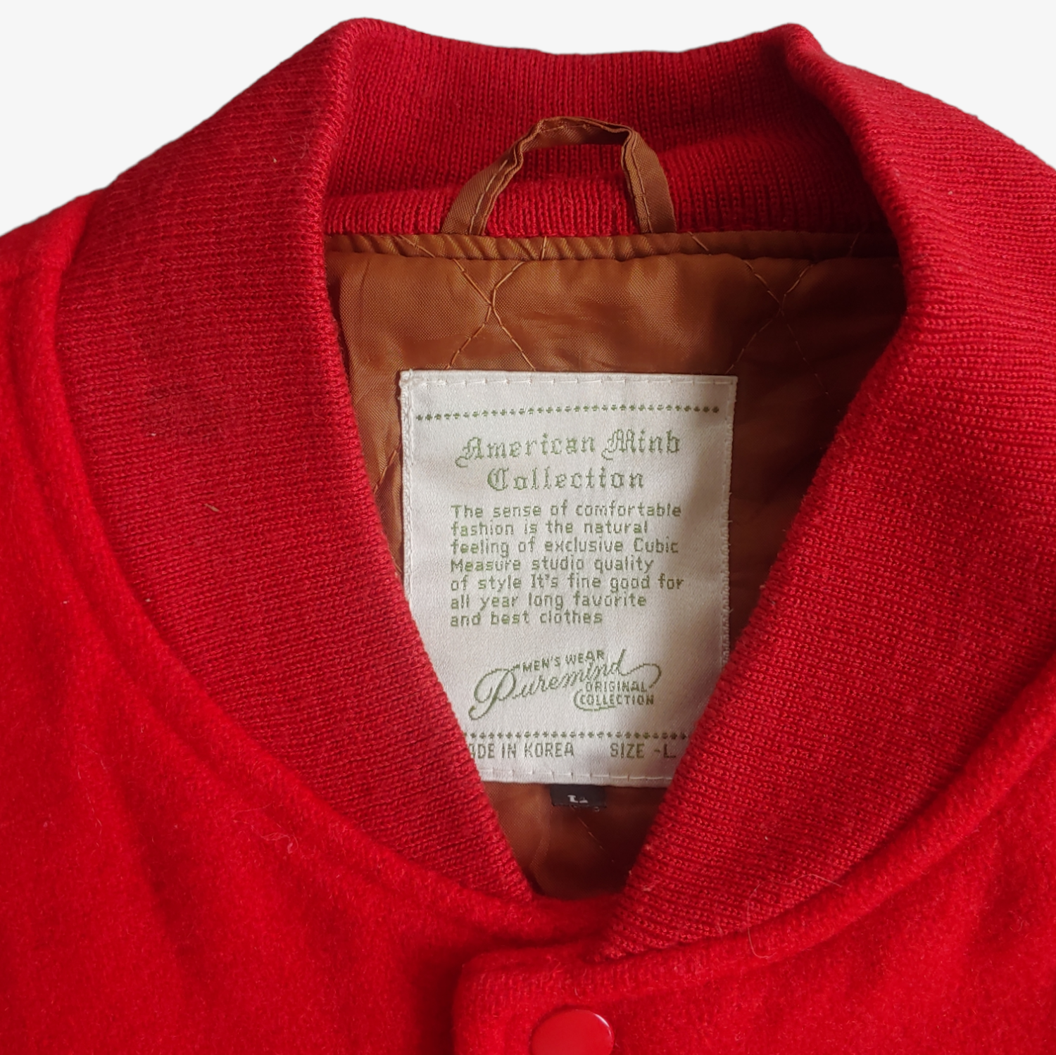 Vintage 90s Club Spirits Easy Rise Wool Red Varsity Jacket Label - Casspios Dream