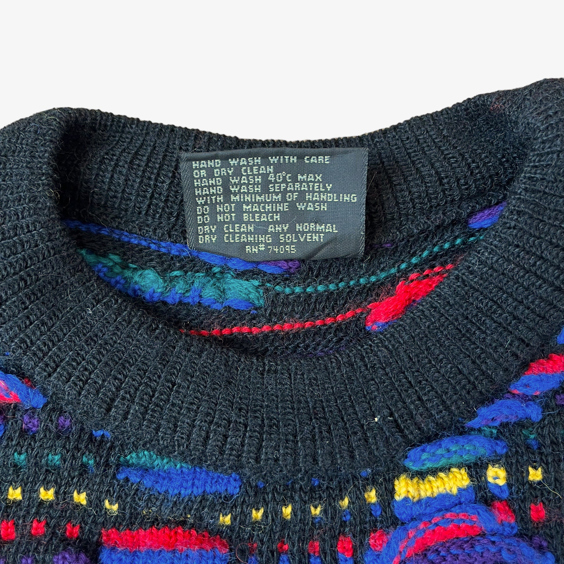 Vintage 90s Coogi 3D Textured Pure Wool Colourful Jumper Material - Casspios Dream