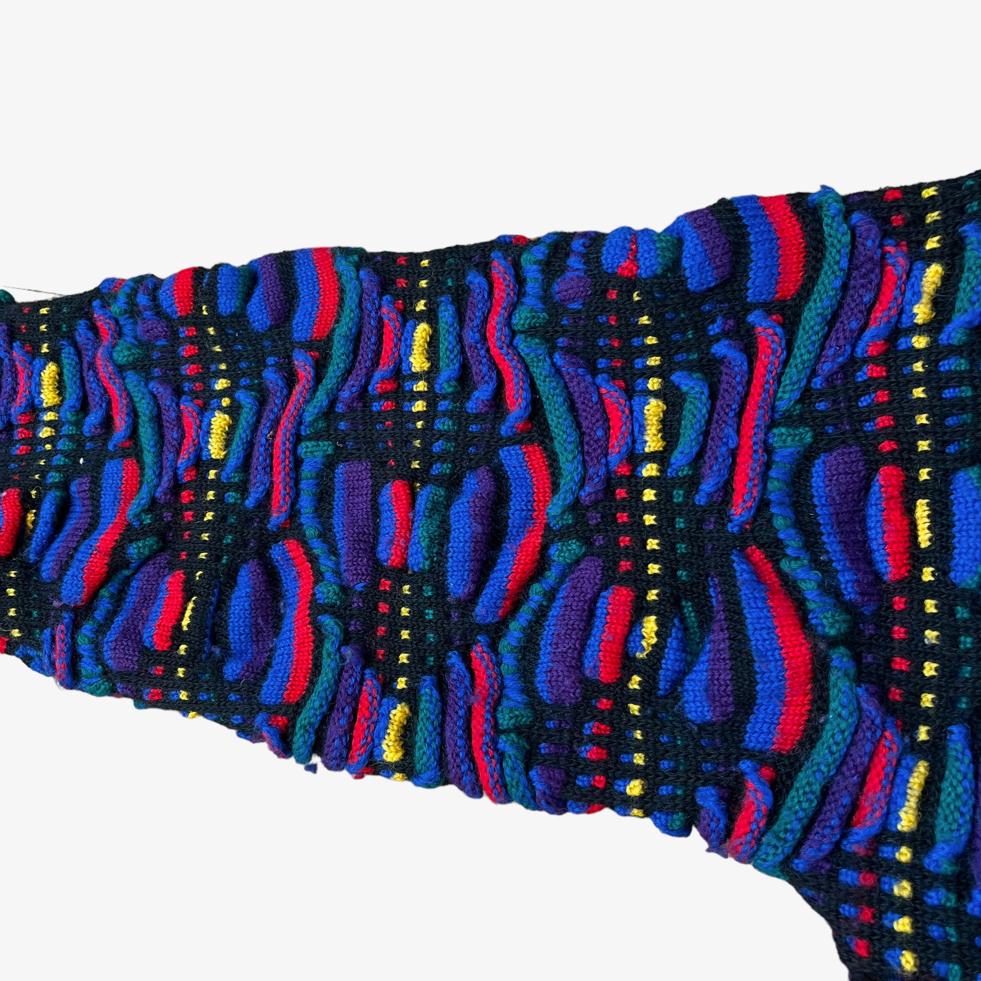 Vintage 90s Coogi 3D Textured Pure Wool Colourful Jumper Raised - Casspios Dream