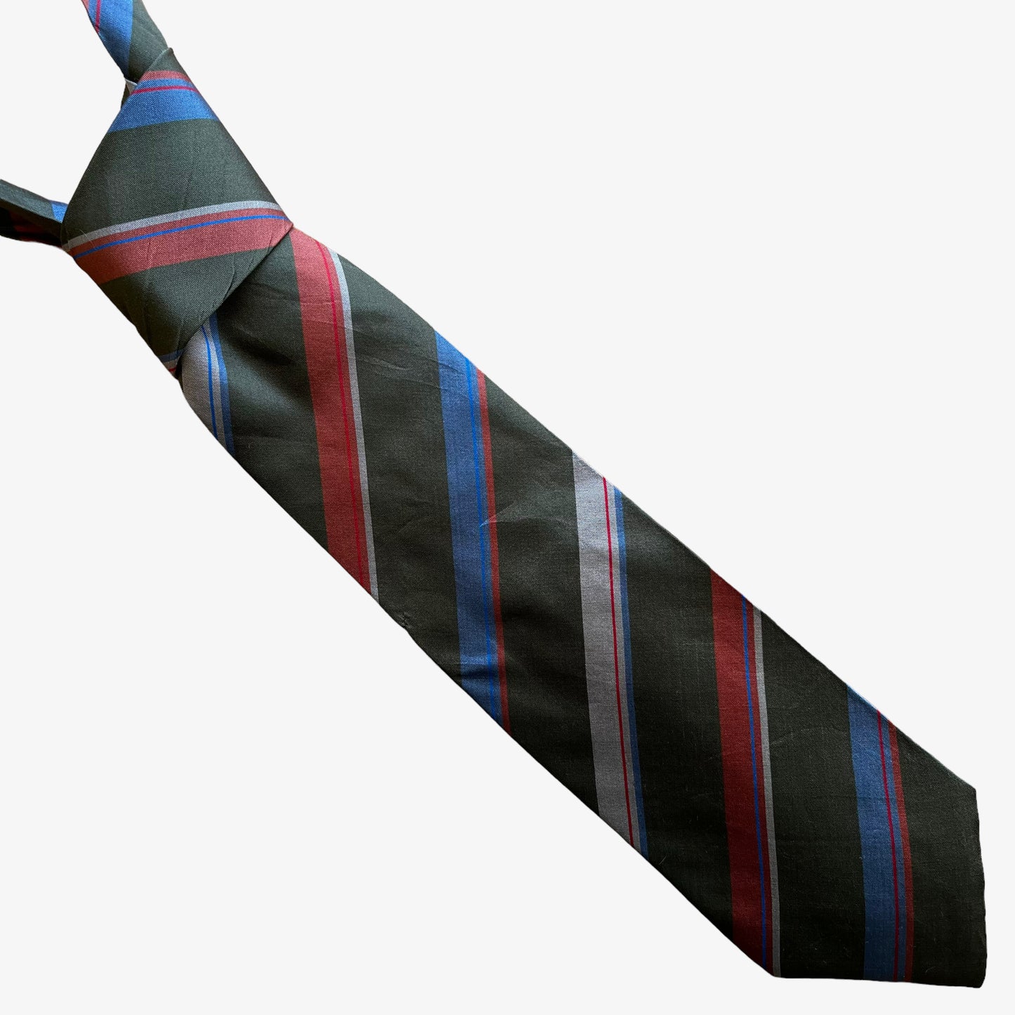 Vintage 90s Courreges Green Blue Red Striped Silk Tie - Casspios Dream