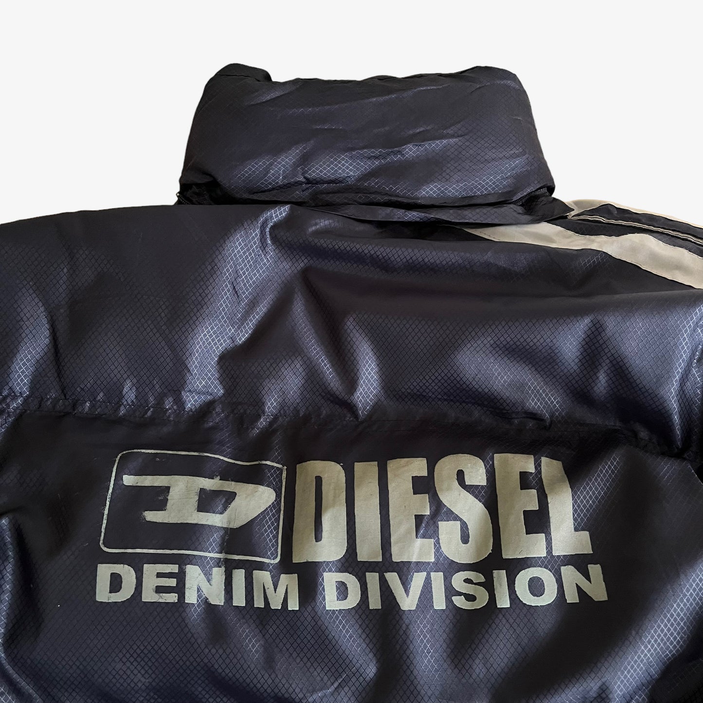 Vintage 90s Diesel Denim Division Puffer Jacket With Back Spell Out Back Logo - Casspios Dream