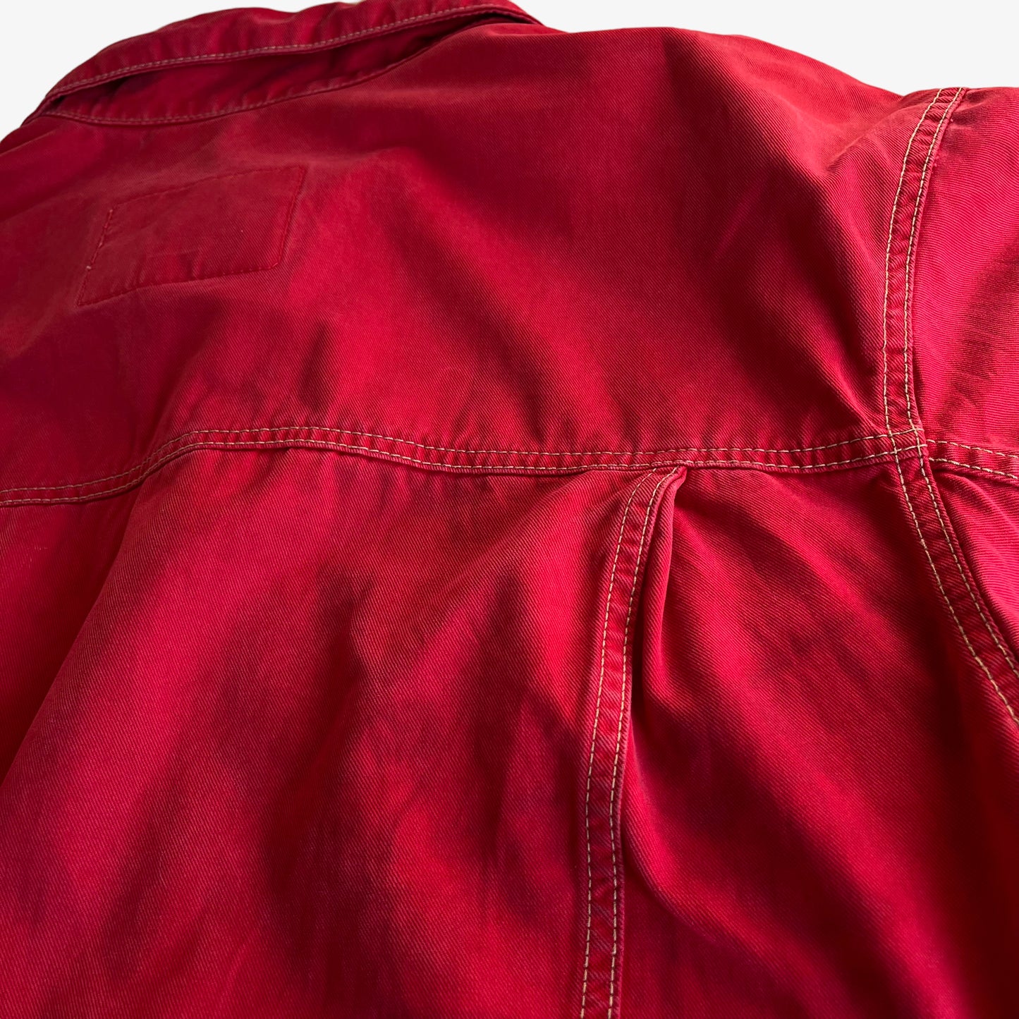 Vintage 90s Diesel Red Trucker Jacket Back Wear - Casspios Dream