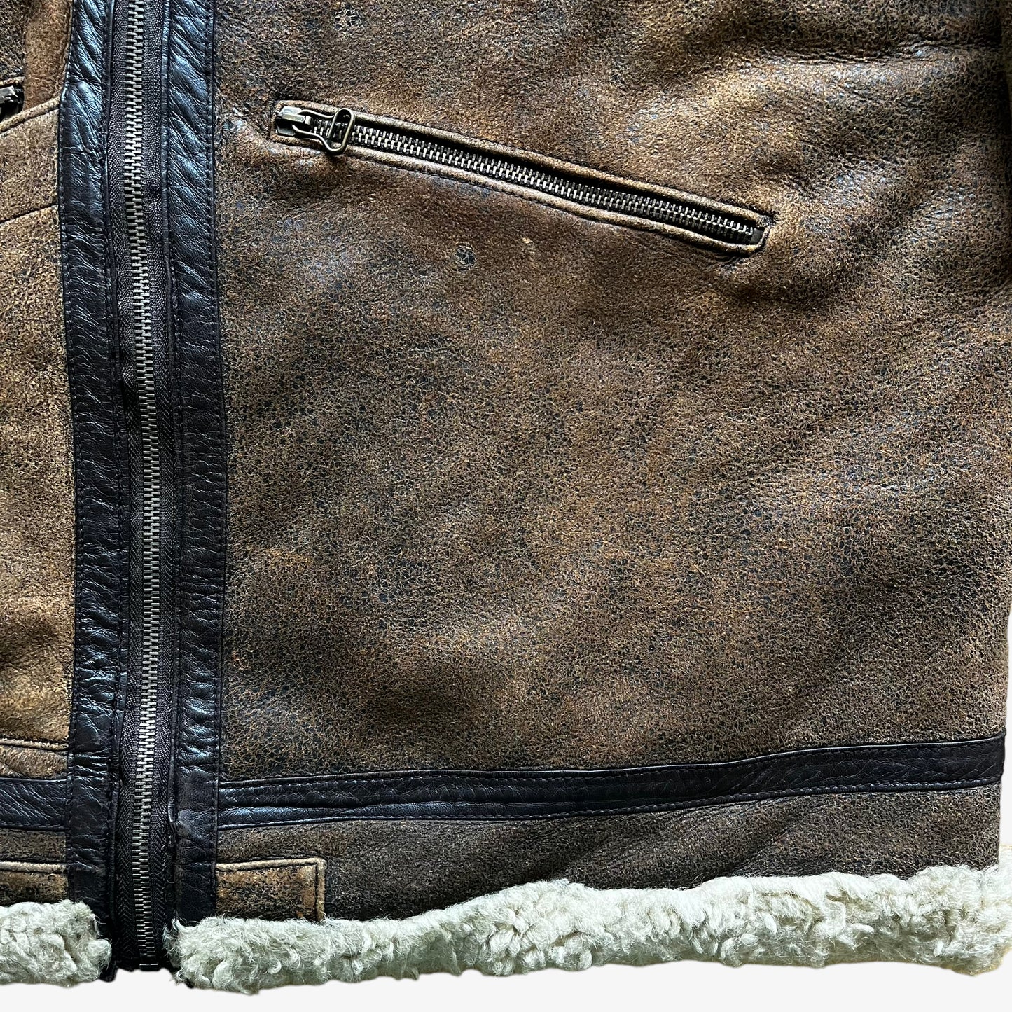 Vintage 90s Dolce Gabbana Brown Leather Sheepskin Jacket Wear - Casspios Dream