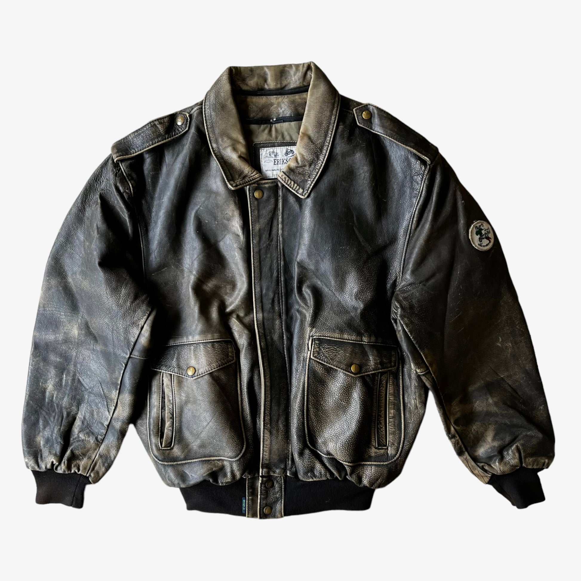 Vintage 90s Erikson Paris Brown Leather Pilot Jacket - Casspios Dream