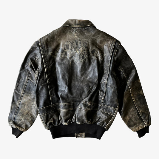 Vintage 90s Erikson Paris Brown Leather Pilot Jacket Back - Casspios Dream