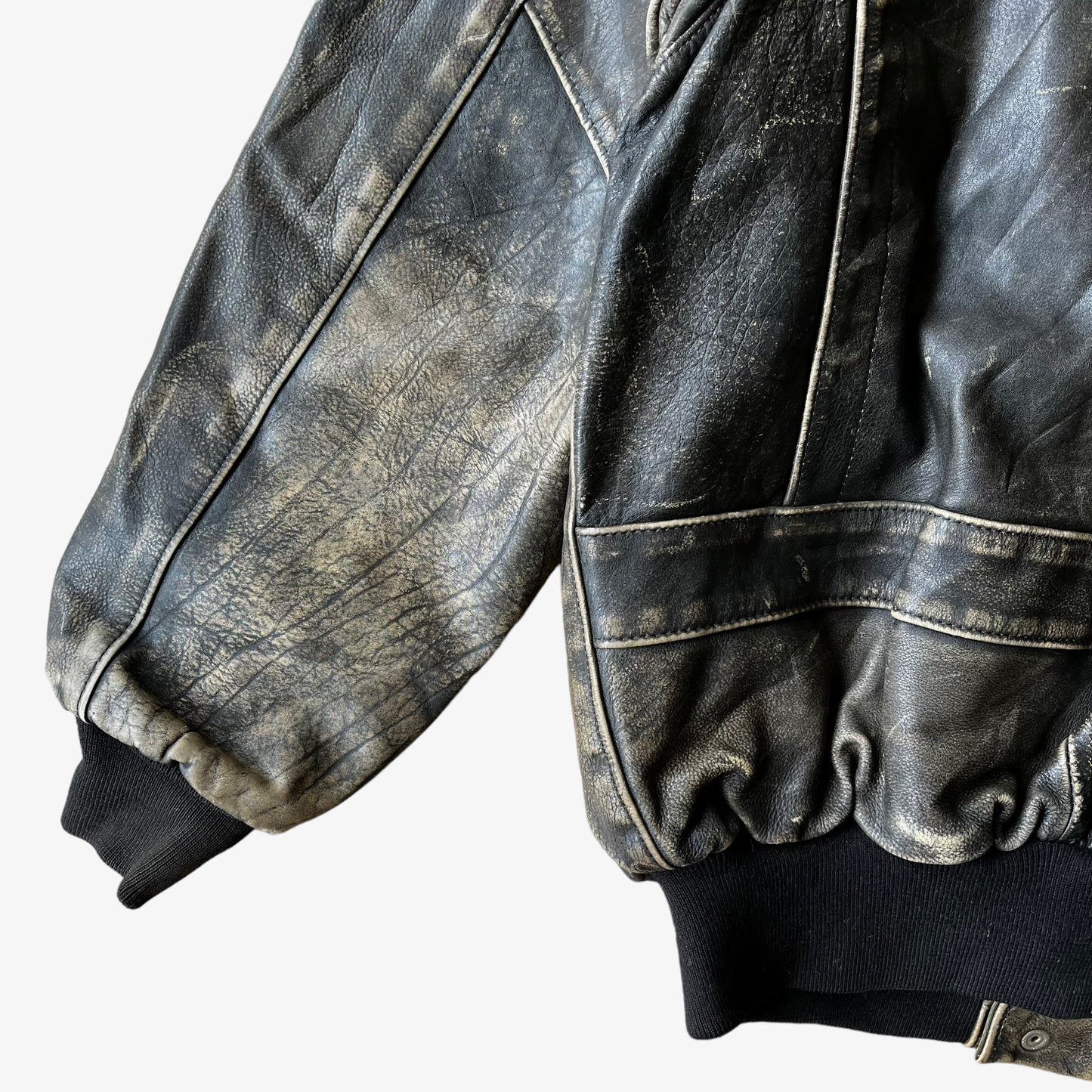 Vintage 90s Erikson Paris Brown Leather Pilot Jacket Wear - Casspios Dream