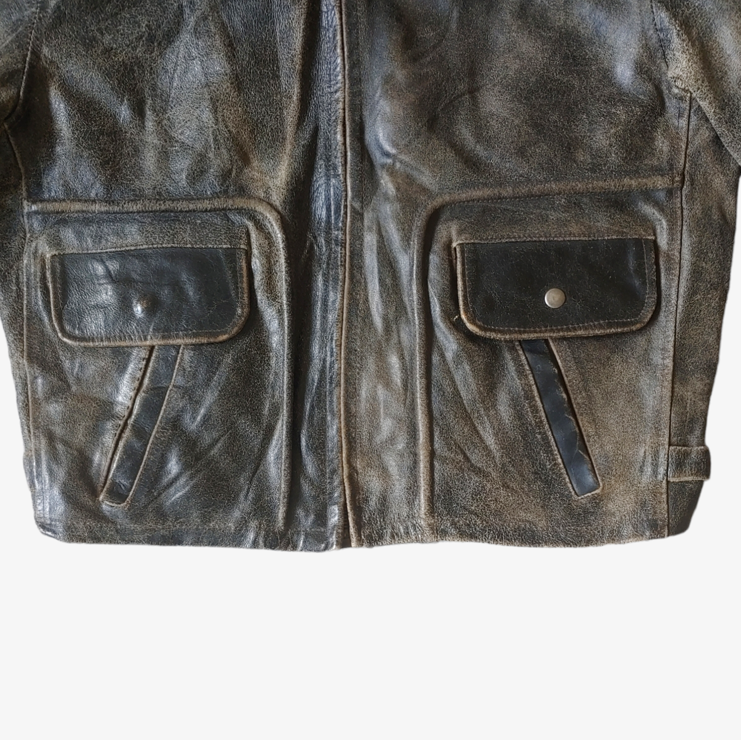 Vintage 90s Evolution Leather Trucker Biker Jacket Wear - Casspios Dream