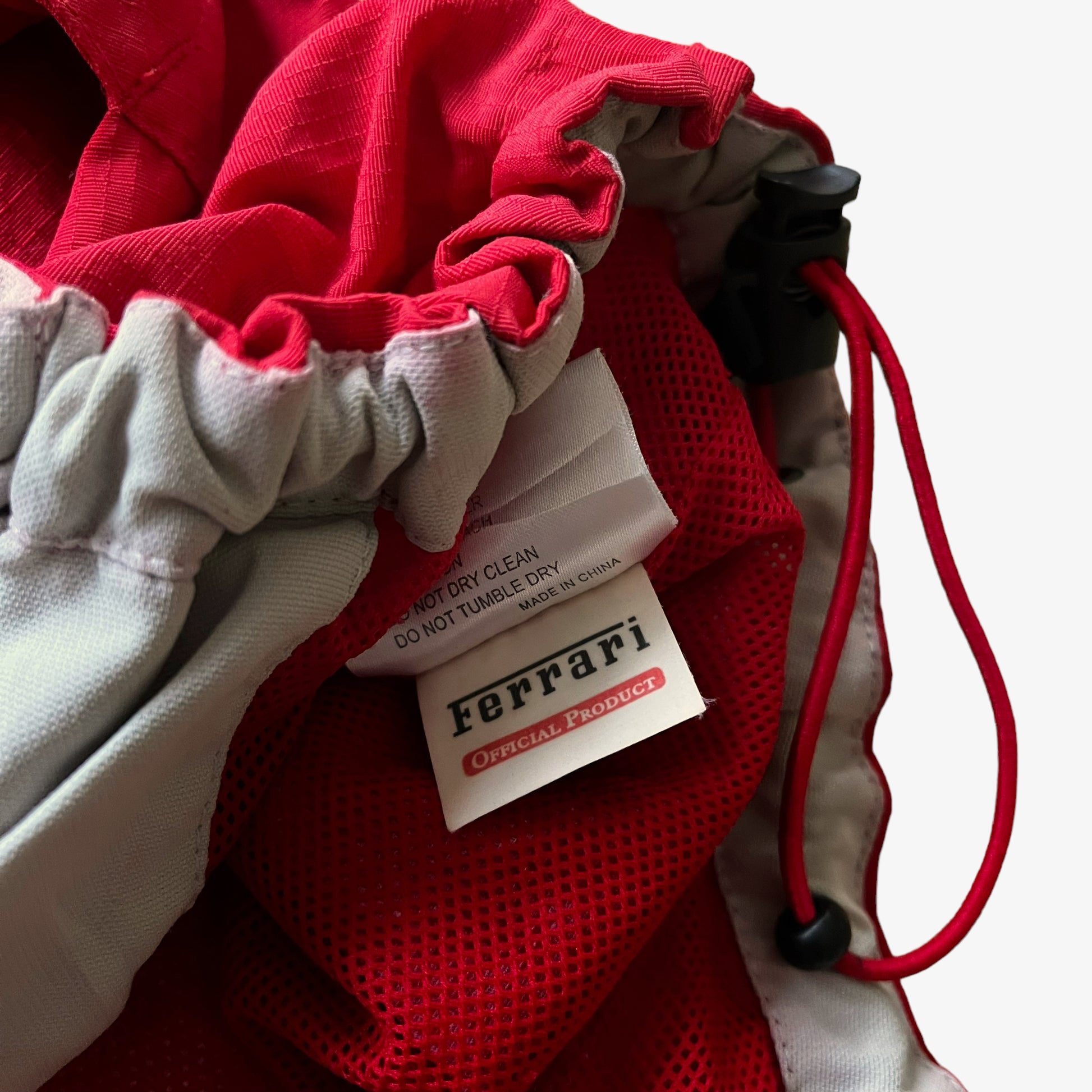 Vintage 90s Ferrari Red Windbreaker Jacket Inside Label - Casspios Dream