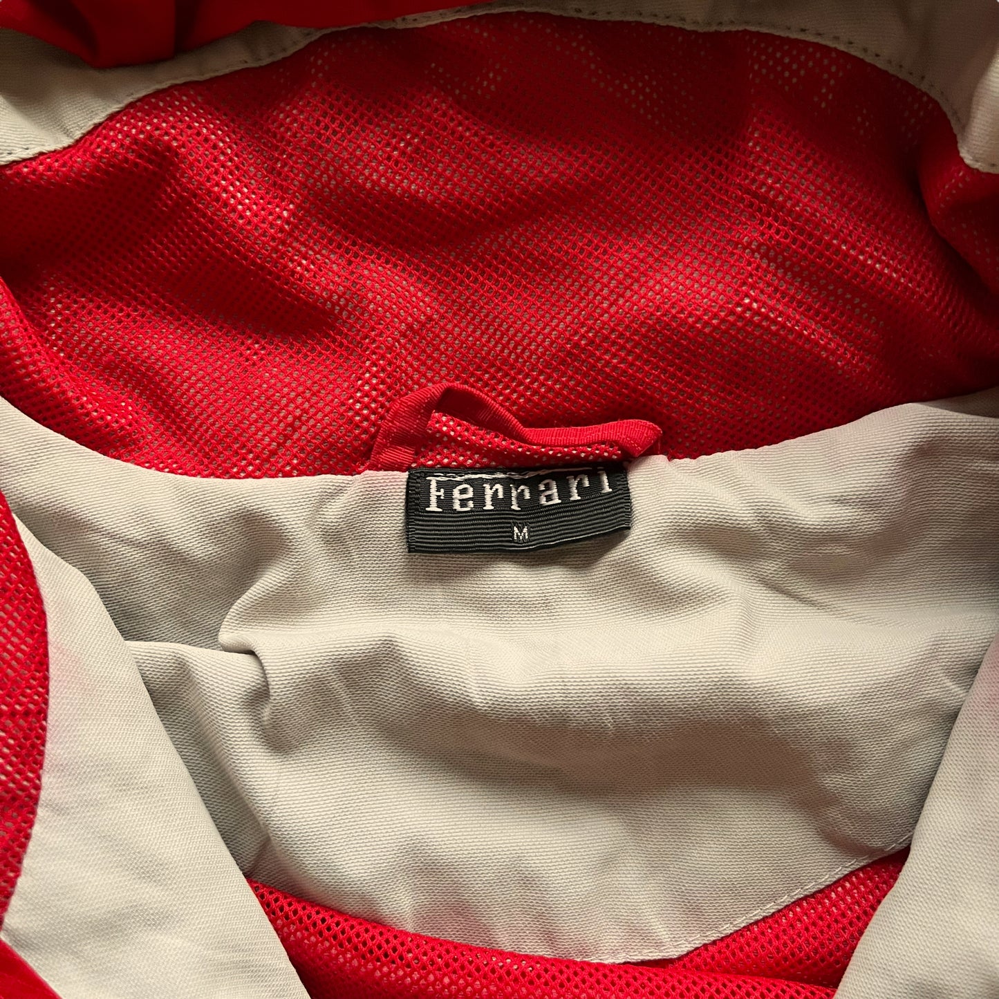 Vintage 90s Ferrari Red Windbreaker Jacket Label - Casspios Dream