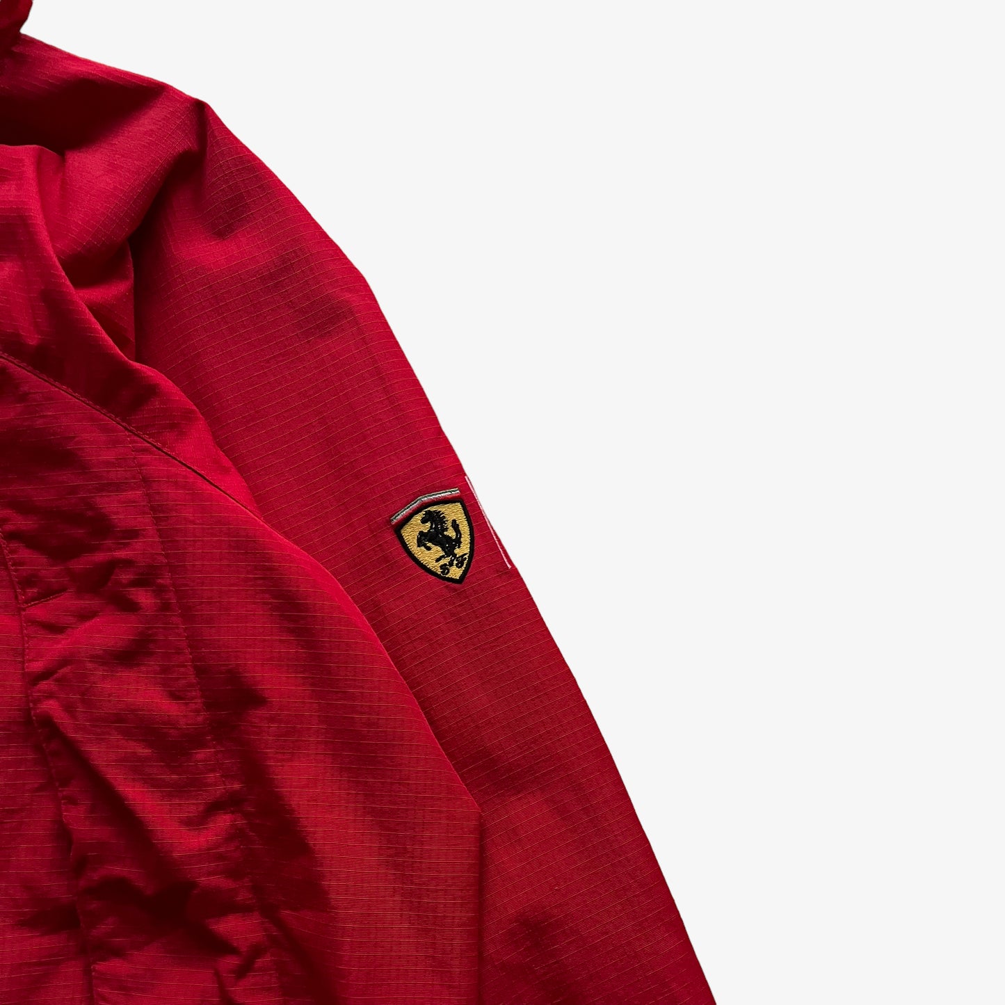 Vintage 90s Ferrari Red Windbreaker Jacket Sleeve - Casspios Dream