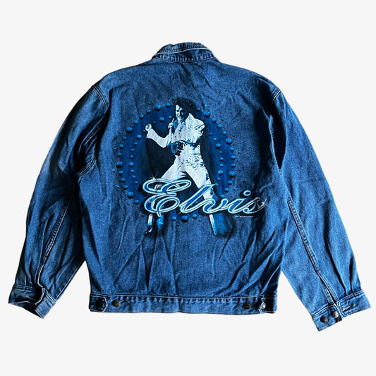 Vintage 90s First Choice Elvis Graphic Print Denim Jacket Back - Casspios Dream