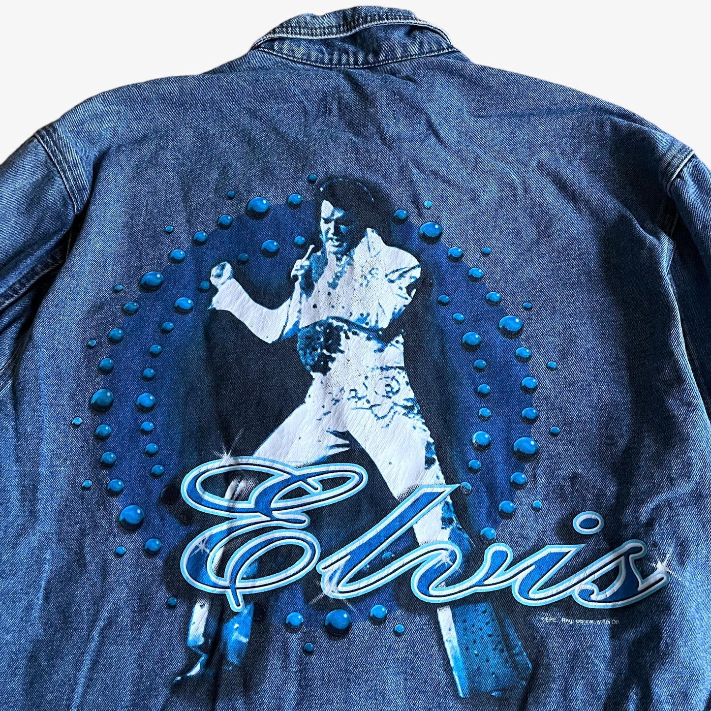 Vintage 90s First Choice Elvis Graphic Print Denim Jacket Las Vegas - Casspios Dream
