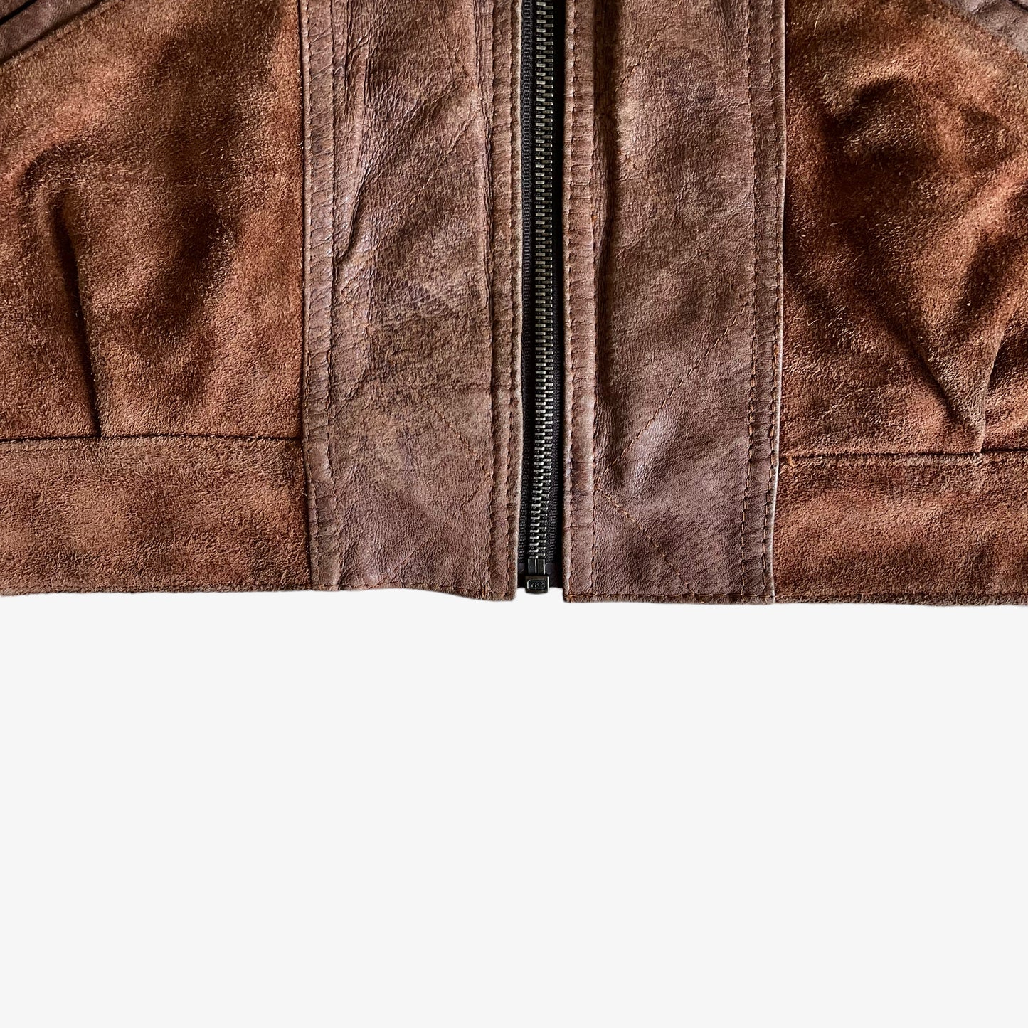 Vintage 90s Frontline Rallye Paul Racing Dog Brown Leather Jacket Hem - Casspios Dream