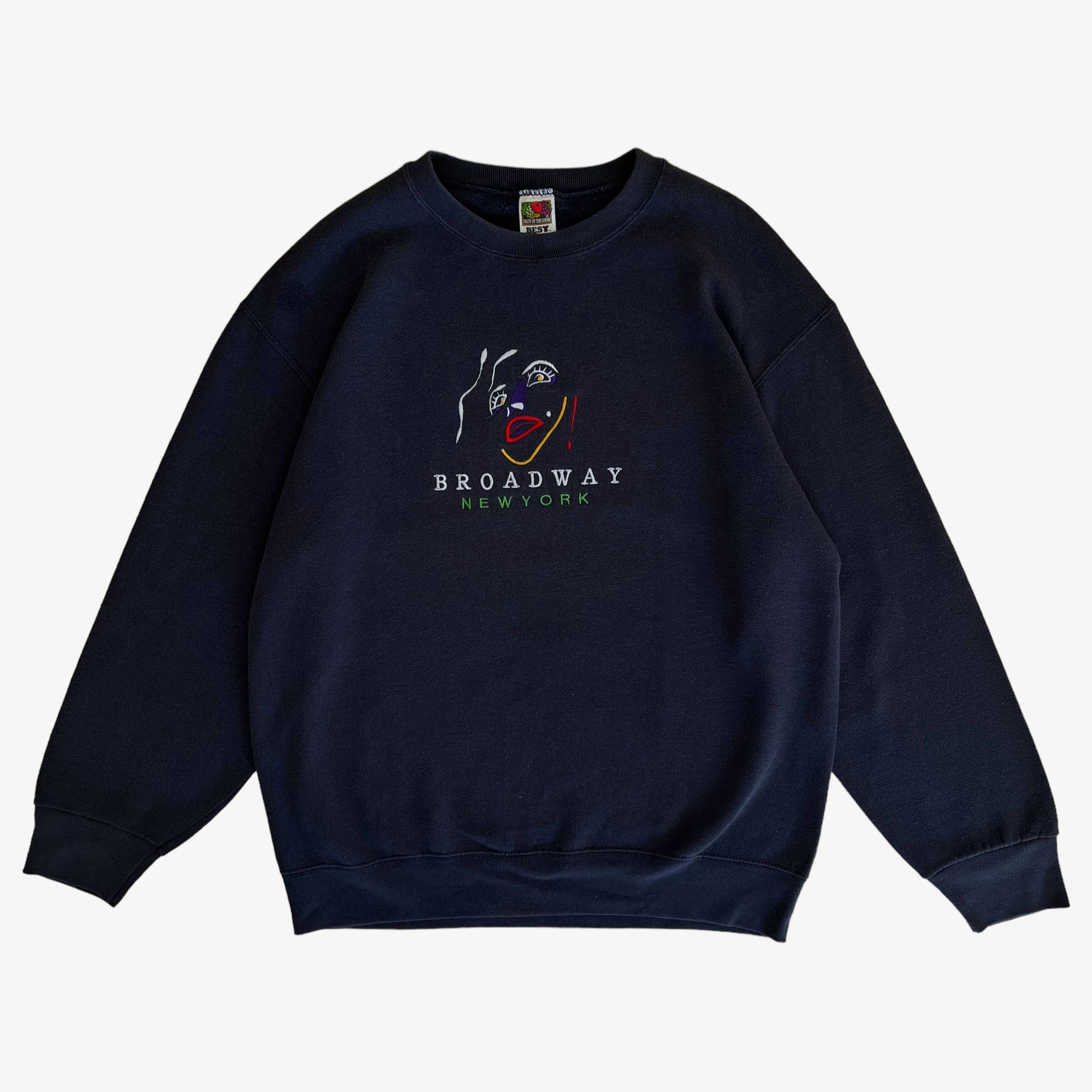 Vintage 90s Fruit Of The Loom Heavyweight Broadway New York Musical Crewneck Sweatshirt - Casspios Dream