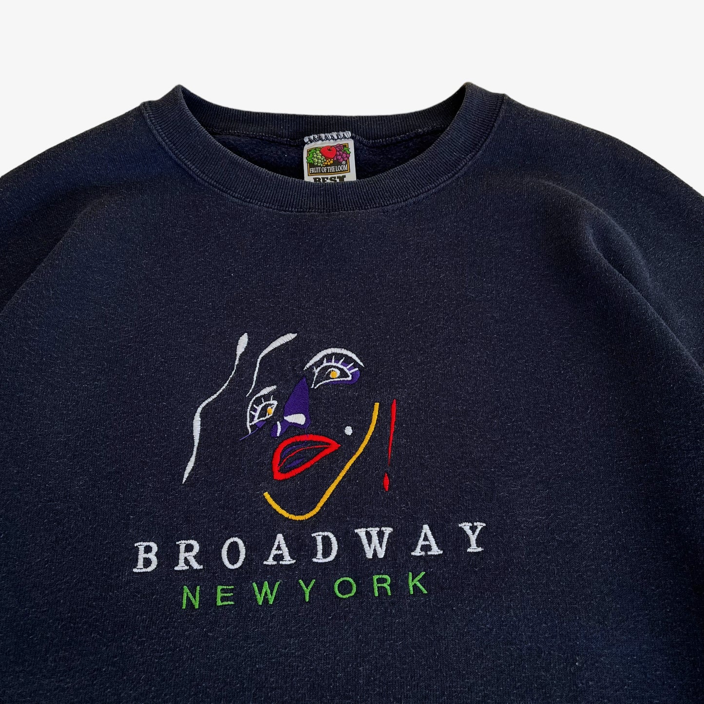 Vintage 90s Fruit Of The Loom Heavyweight Broadway New York Musical Crewneck Sweatshirt Logo - Casspios Dream