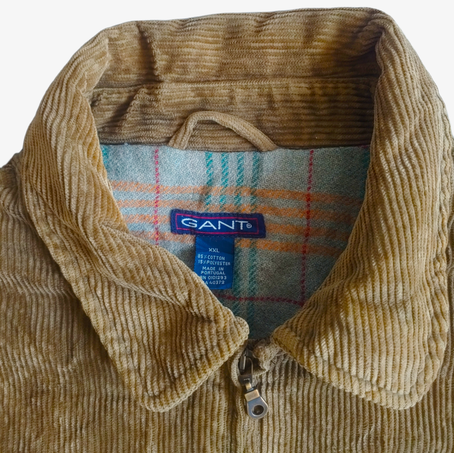 Vintage 90s Gant Khaki Olive Green Corduroy Workwear Jacket Label - Casspios Dream