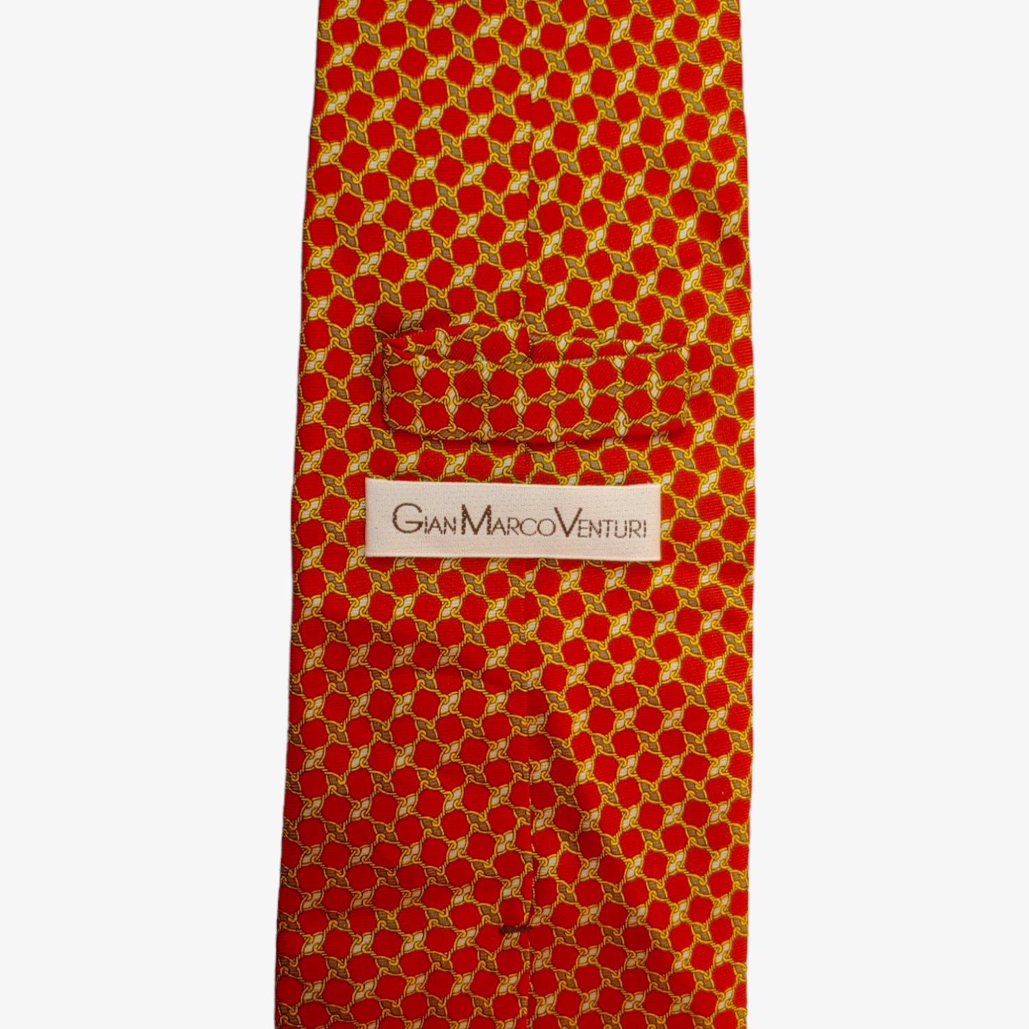 Vintage 90s Gian Marco Venturi Abstract Geometric Red Silk Tie Label - Casspios Dream
