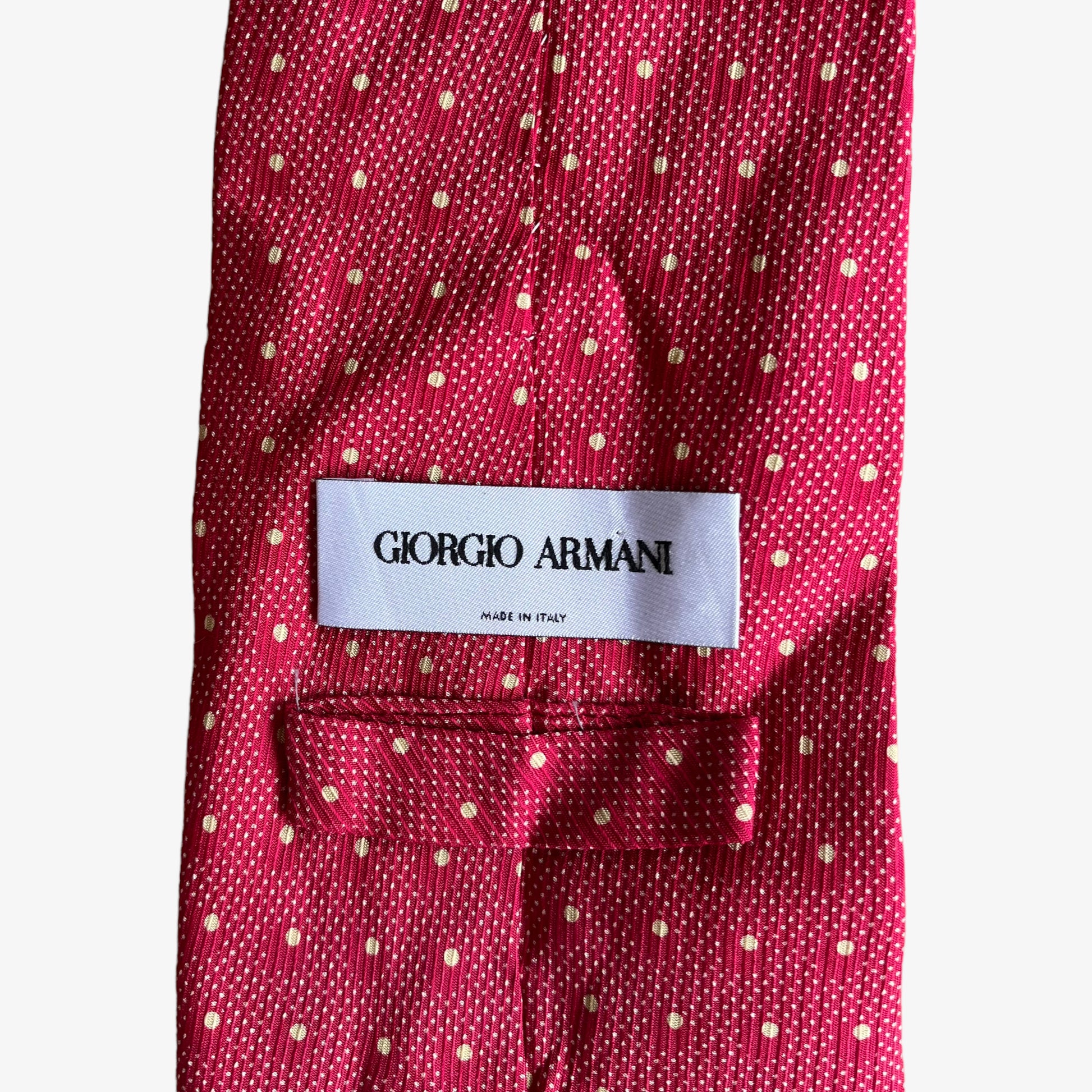 Vintage 90s Giorgio Armani Polka Dot Print Silk Tie Label - Casspios Dream