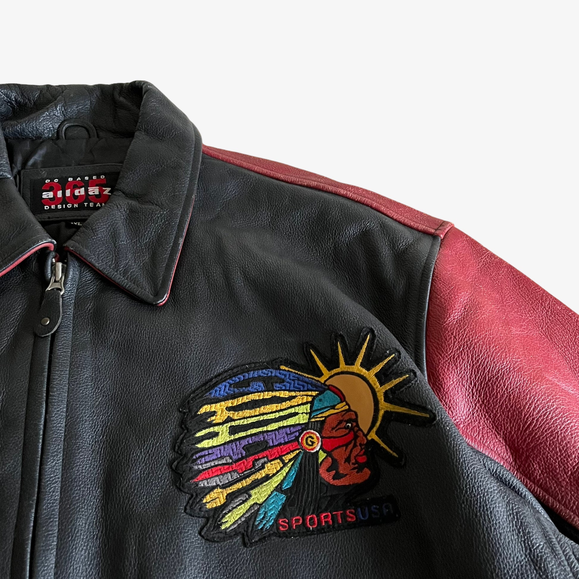 Vintage 90s Graffiti Chief Leather Varsity Jacket Badge - Casspios Dream