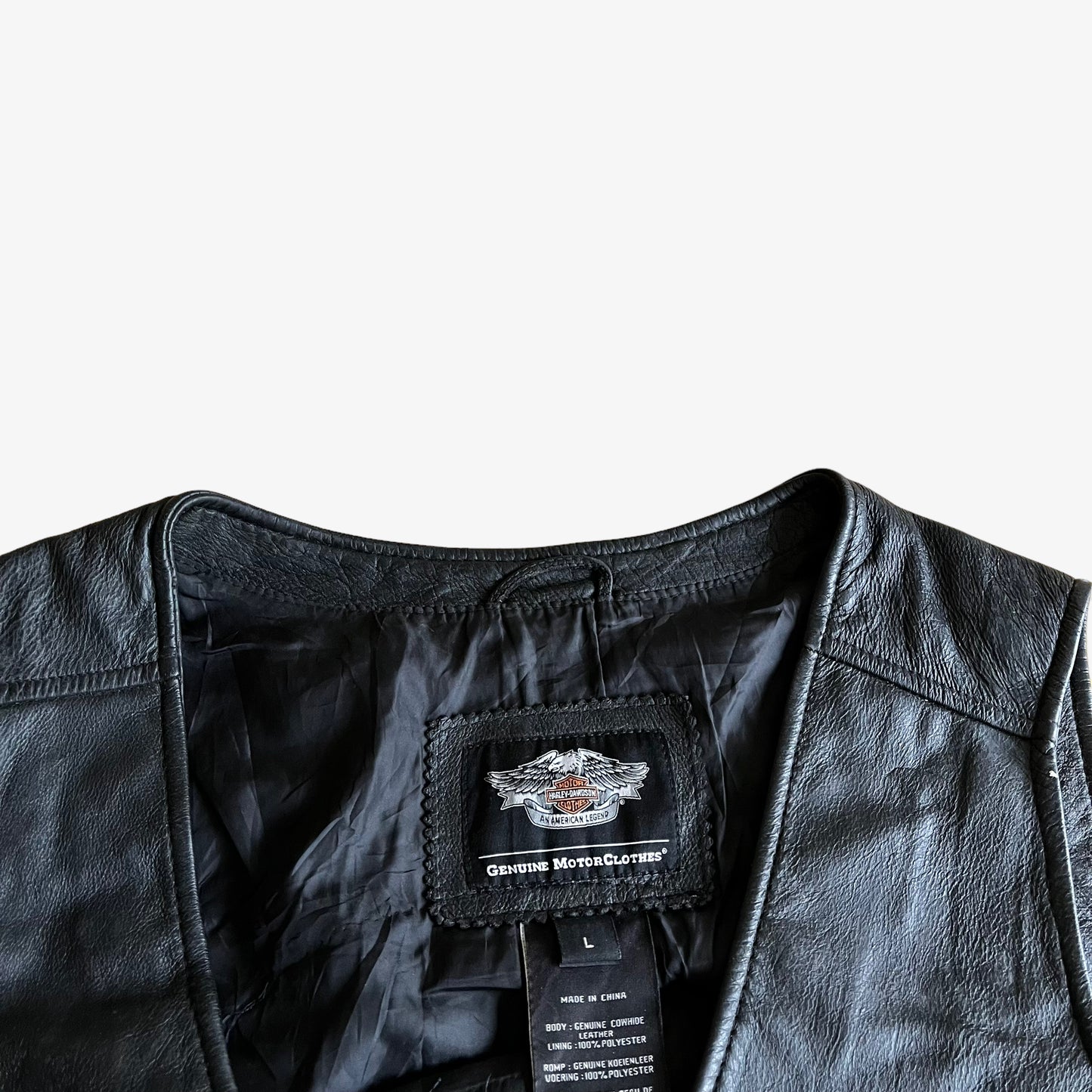 Vintage 90s Harley Davidson Black Leather Biker Vest Label - Casspios Dream