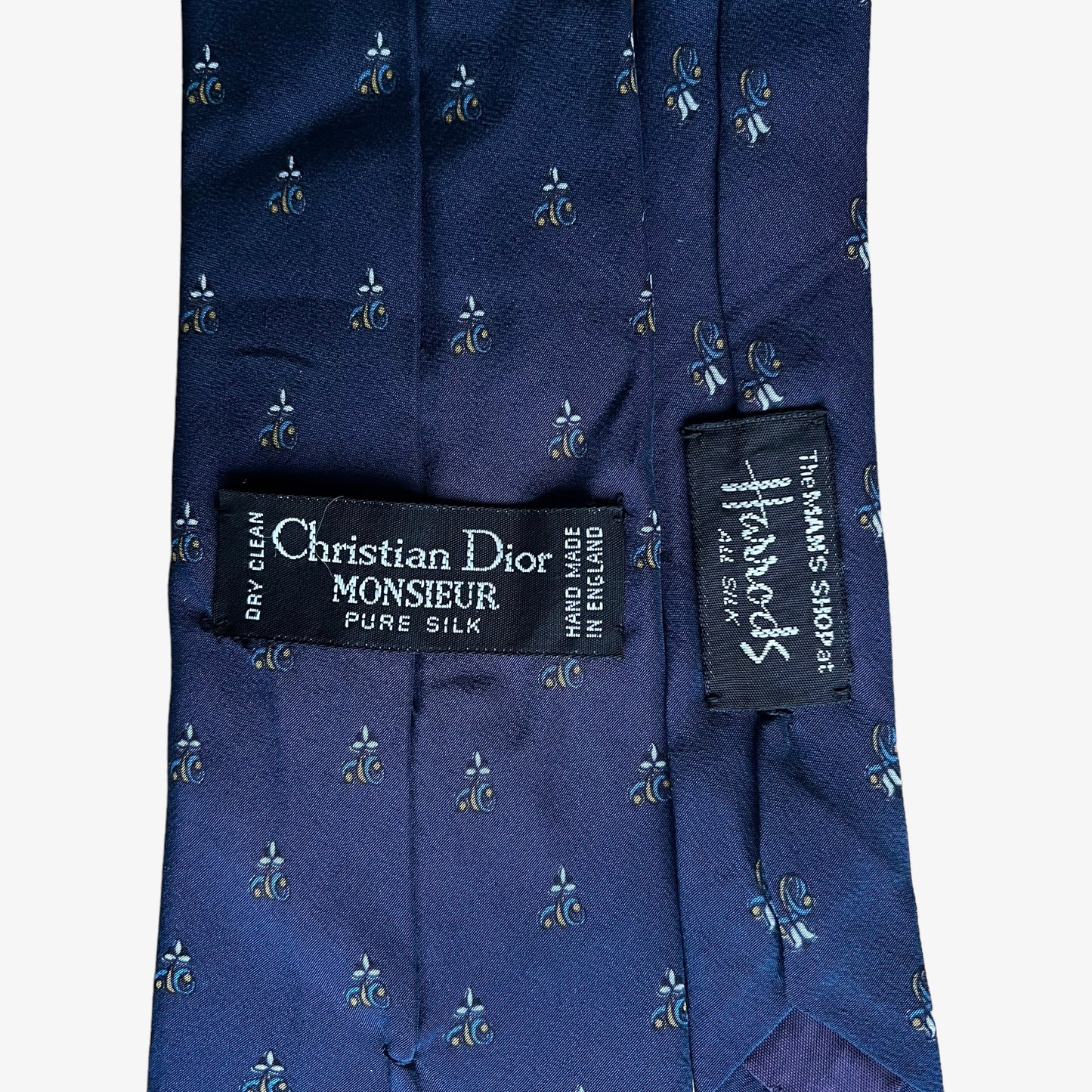 Vintage 90s Harrods Christian Dior Abstract Silk Tie Label - Casspios Dream