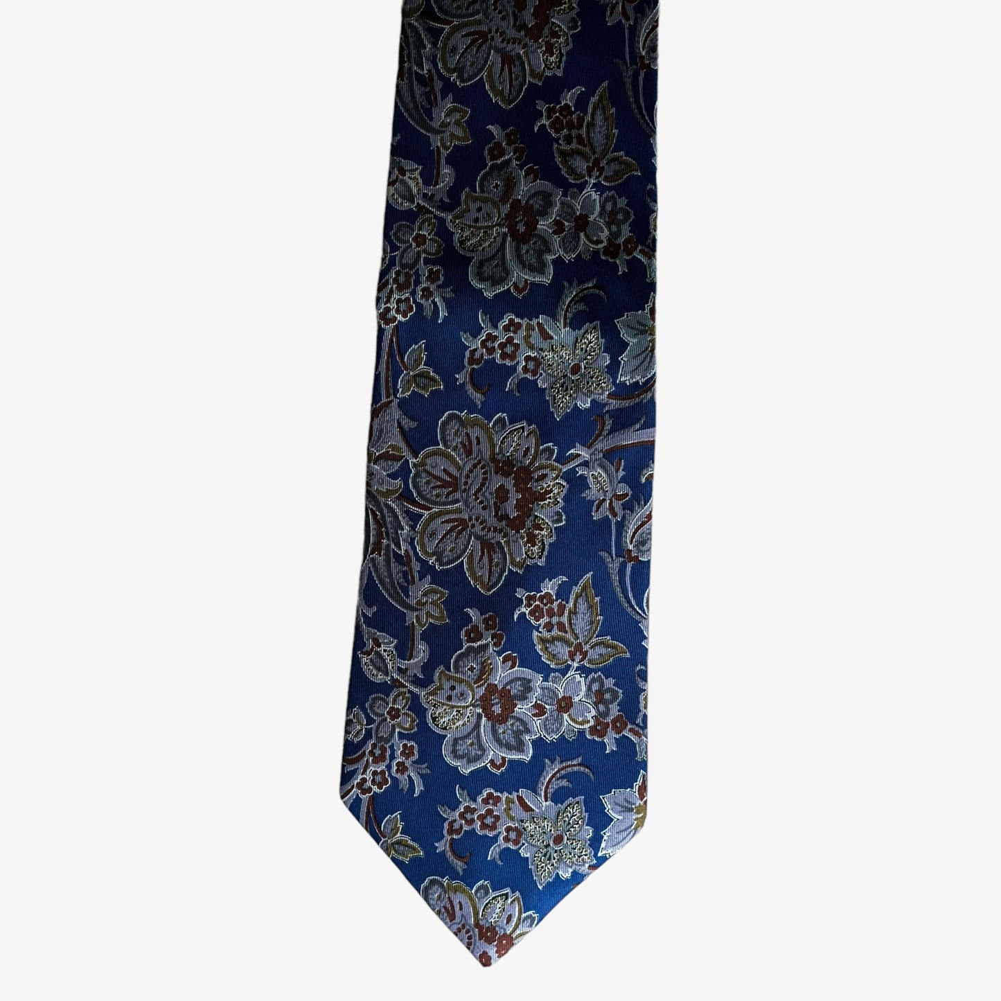 Vintage 90s Harrods Floral Print Navy Silk Tie Brand New With Tags Pattern - Casspios Dream