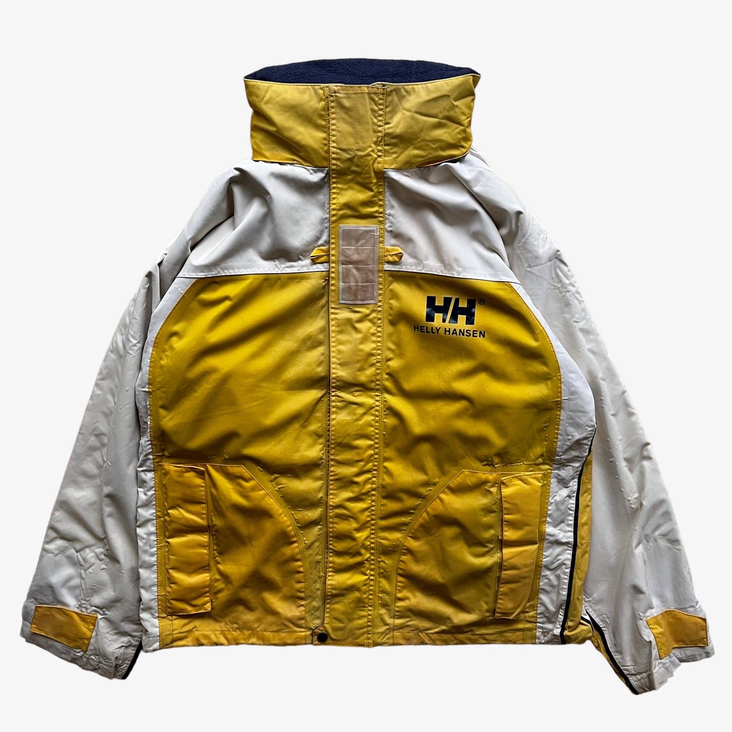 Vintage 90s Helly Hansen Yellow Sailing Jacket With Fold Away Hood - Casspios Dream
