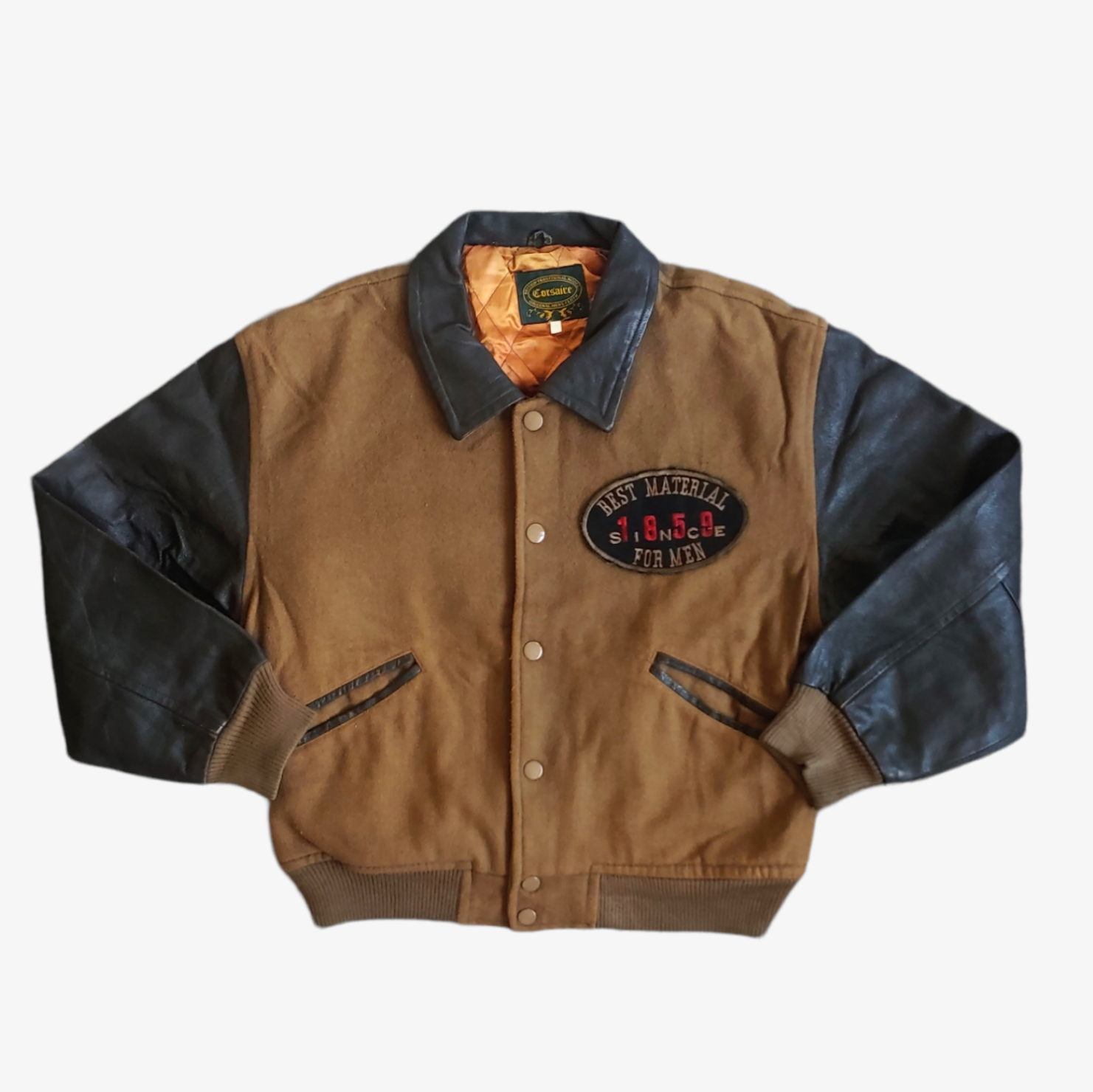 Vintage 90s Imaginations Best Wool & Leather Brown Varsity Jacket - Casspios Dream