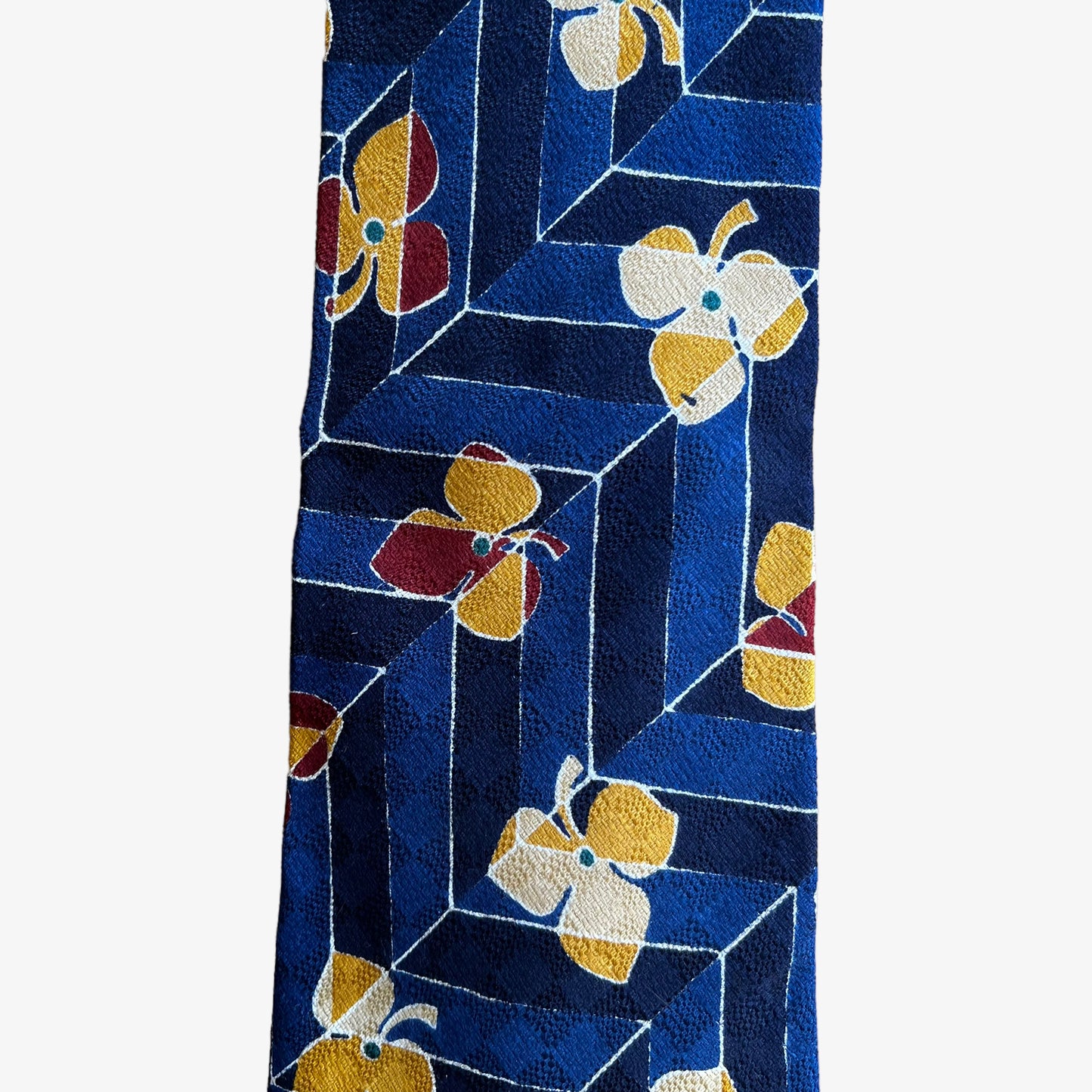 Vintage 90s Kenzo Paris Abstract Floral Navy Silk Tie Pattern - Casspios Dream