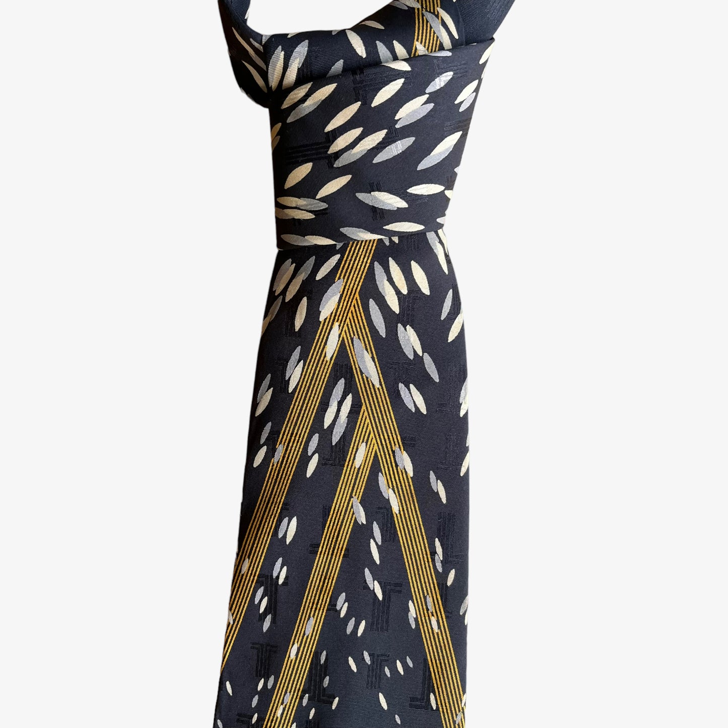 Vintage 90s Lanvin Art Deco Logo Print Silk Tie Knotted - Casspios Dream