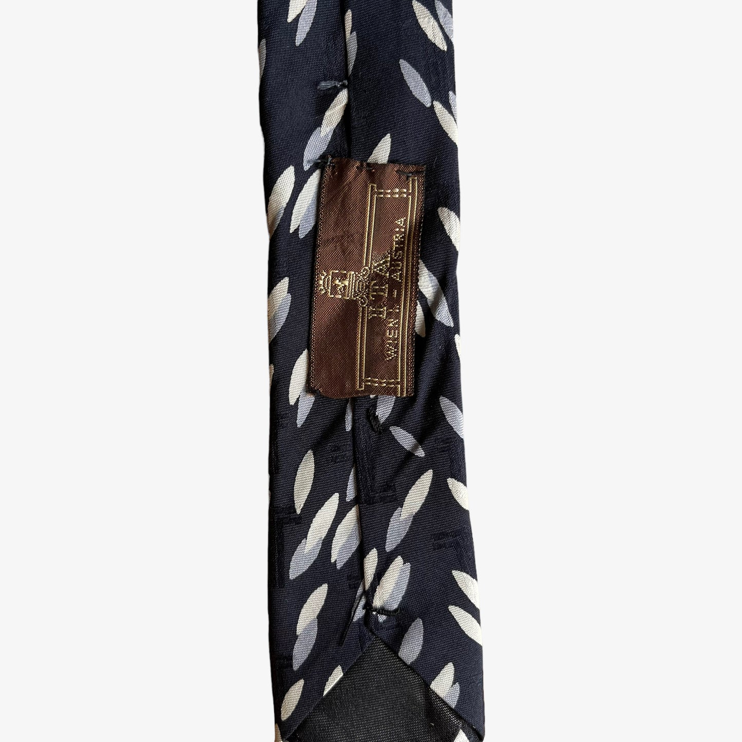 Vintage 90s Lanvin Art Deco Logo Print Silk Tie Tag - Casspios Dream
