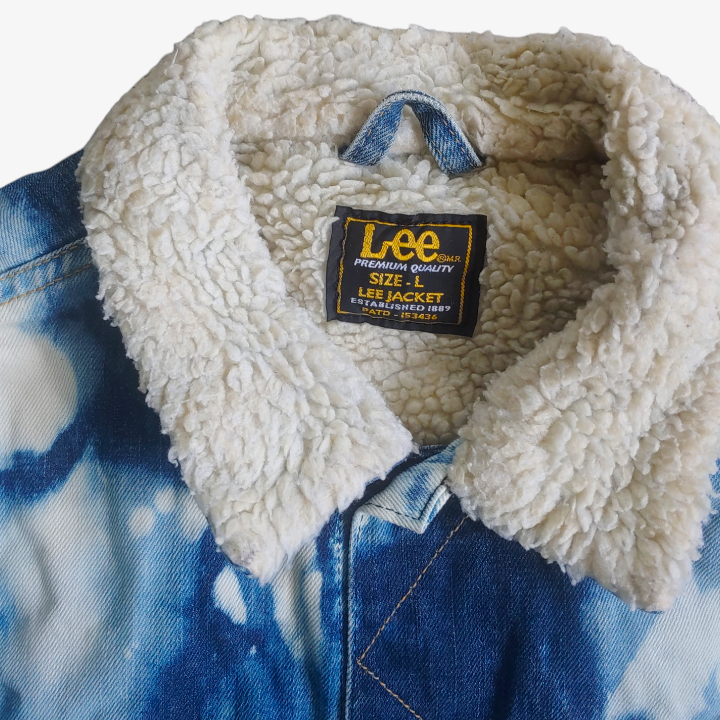 Vintage 90s Lee Tie Dye Denim Jacket With Fur Lining Label - Casspios Dream