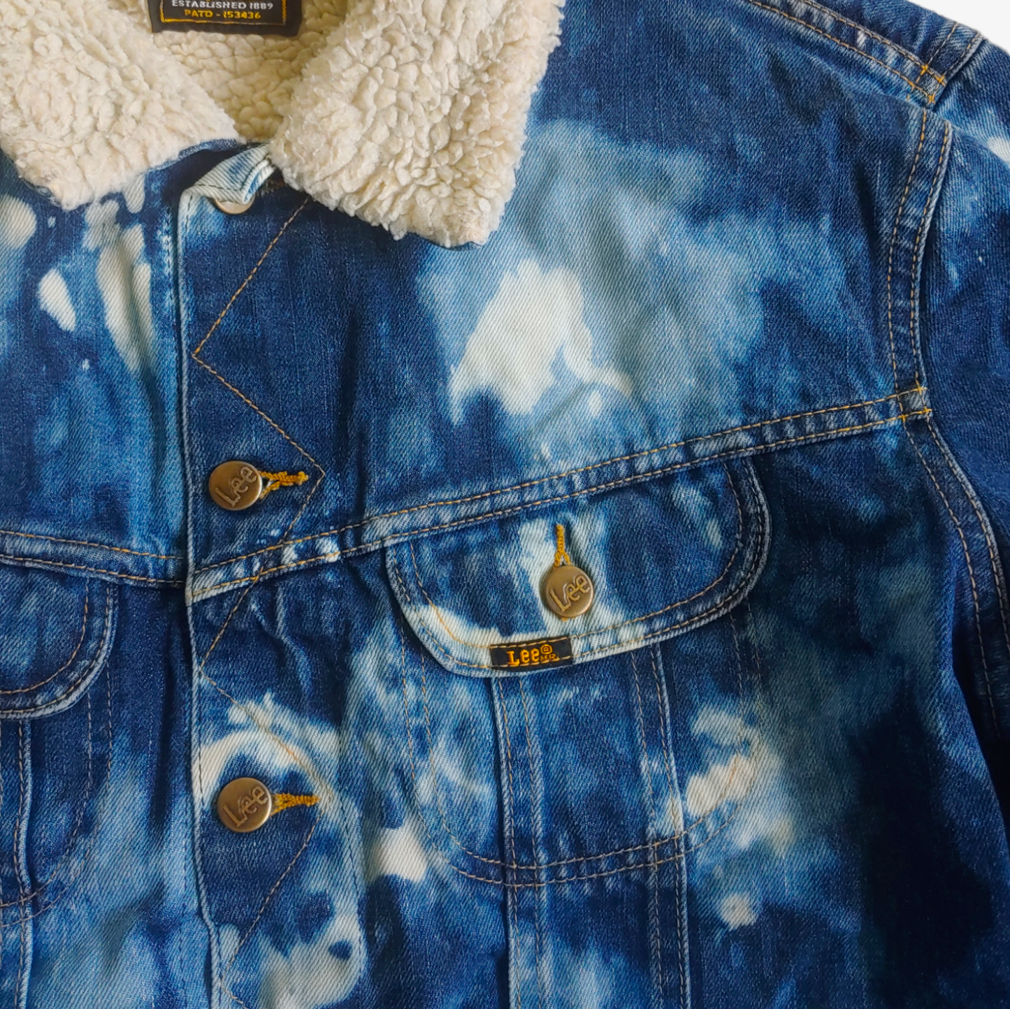 Vintage 90s Lee Tie Dye Denim Jacket With Fur Lining Tag - Casspios Dream