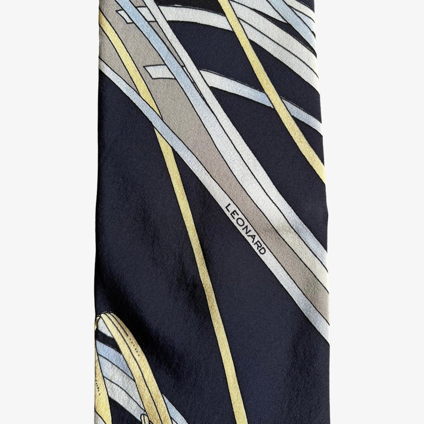 Vintage 90s Leonard Abstract Floral Print Silk Tie Logo - Casspios Dream