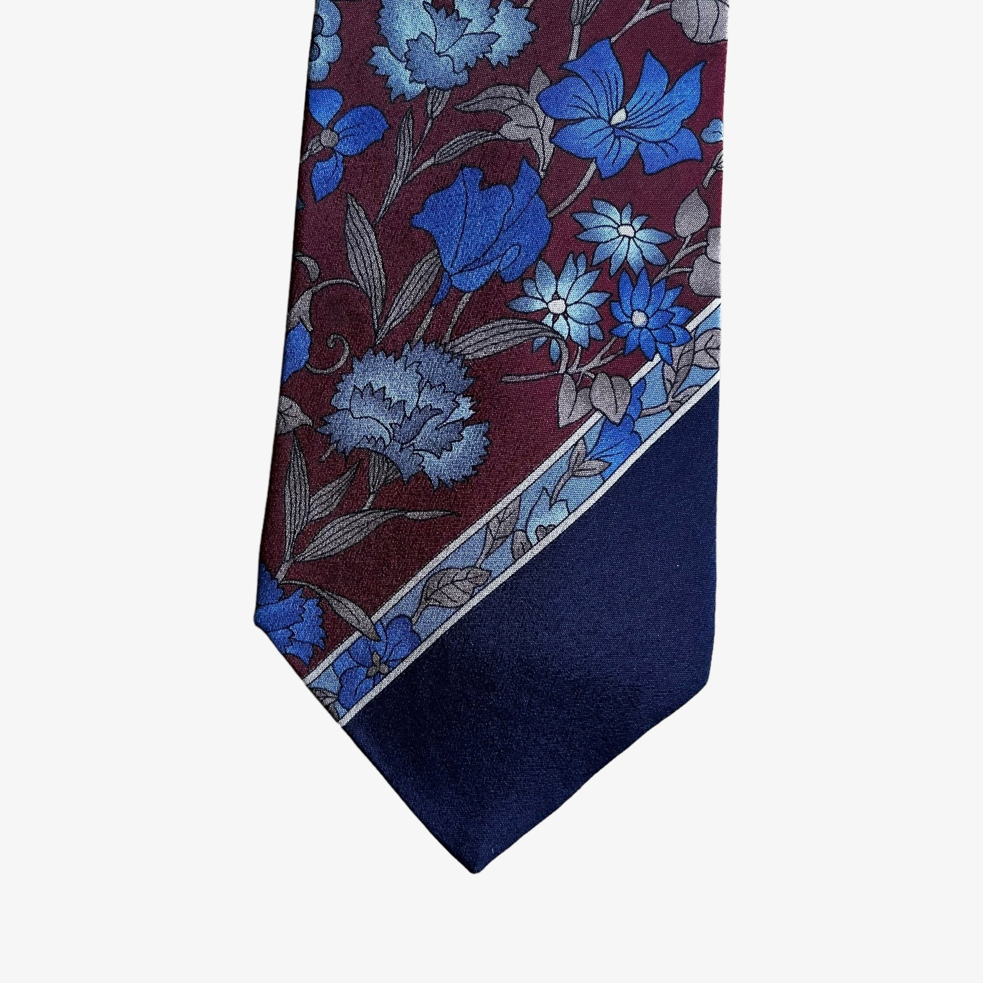 Vintage 90s Leonard Floral Geometric Print Silk Tie Tip - Casspios Dream