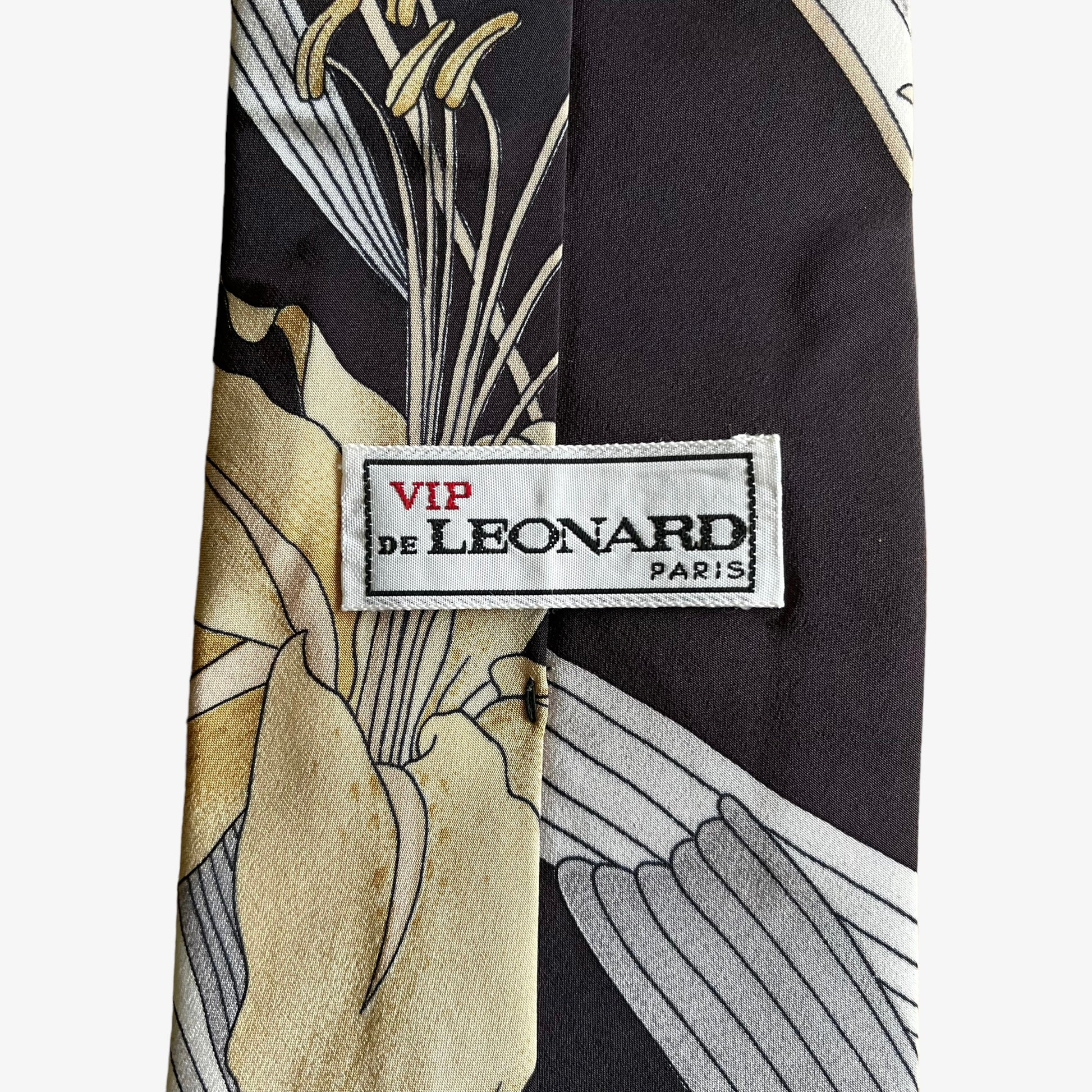 Vintage 90s Leonard VIP All Over Floral Print Silk Tie Label - Casspios Dream