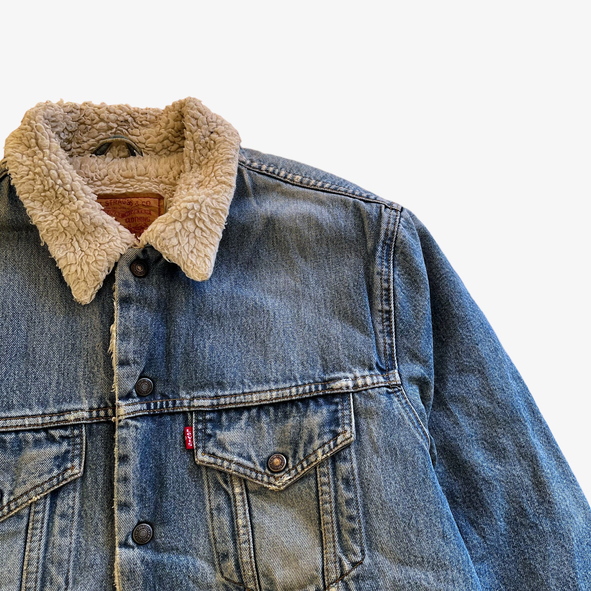 Vintage 90s Levis 70603 02 Denim Jacket With Sherpa Lining Tag - Casspios Dream