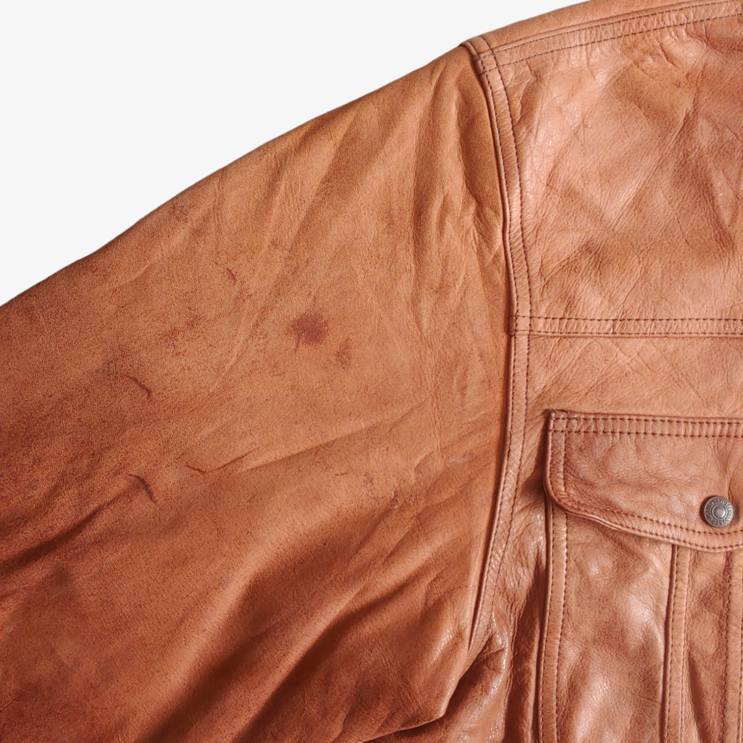 Vintage 90s Levis Dark Brown Leather Trucker Jacket Mark - Casspios Dream