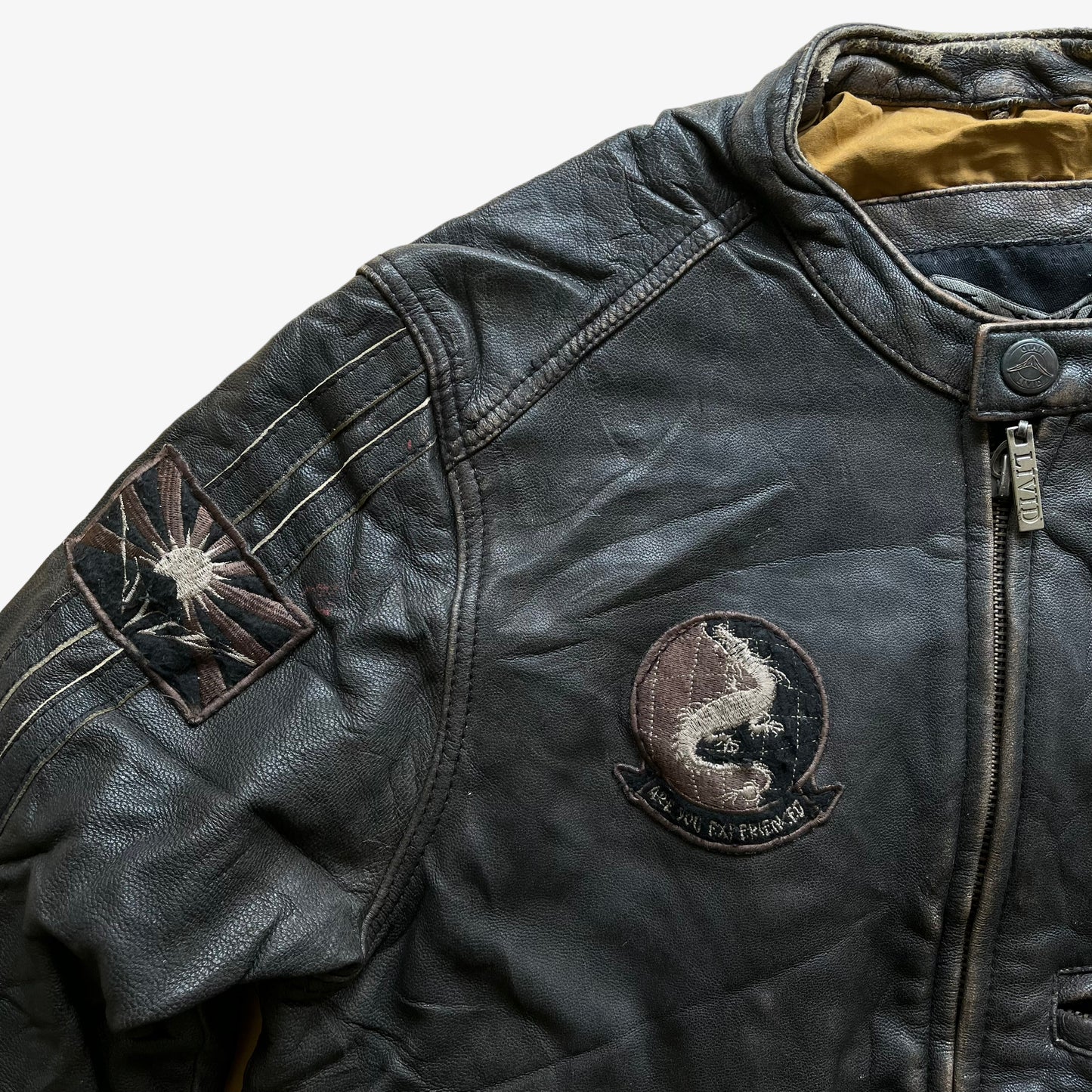 Vintage 90s Livid Leather Biker Jacket Badge - Casspios Dream