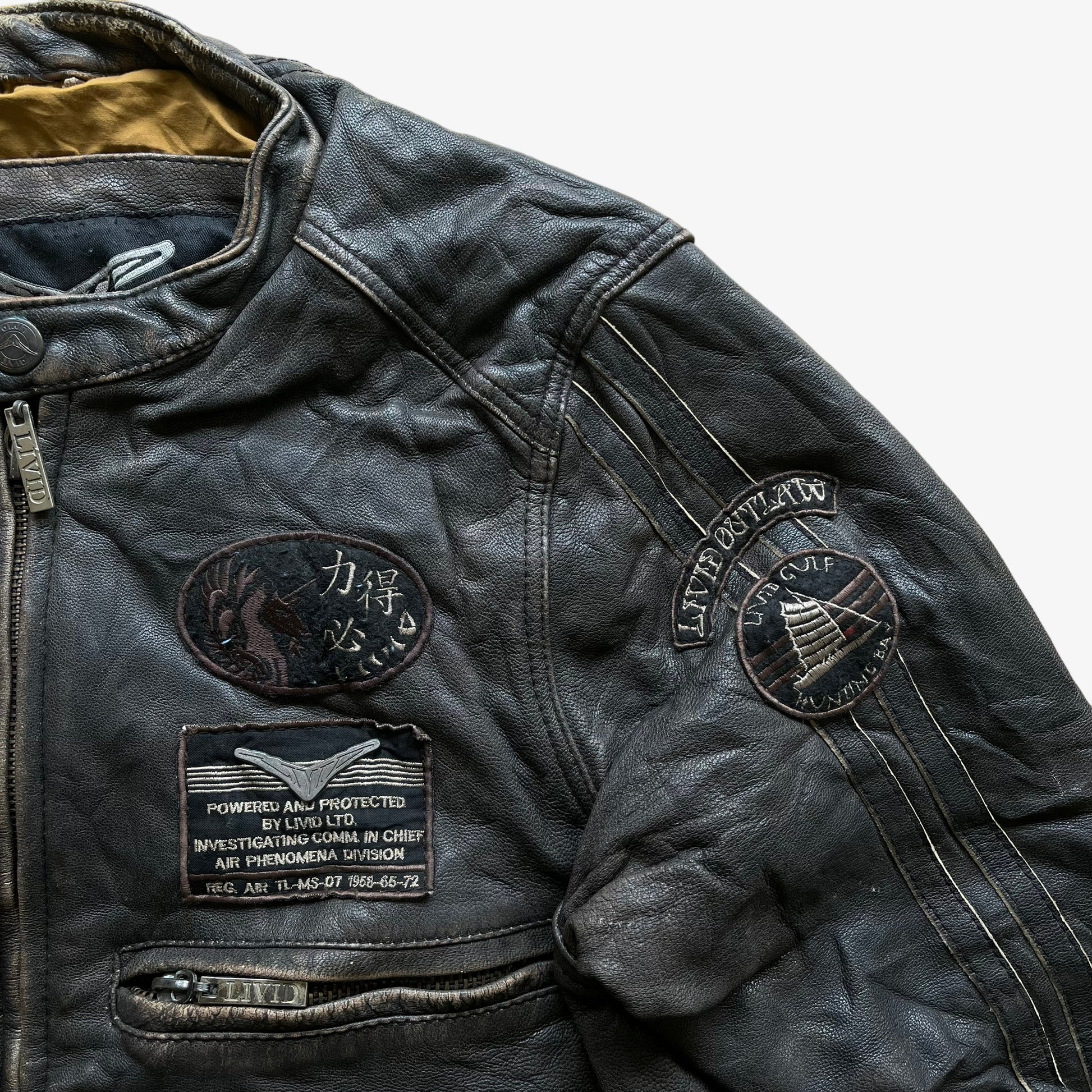 Vintage 90s Livid Leather Biker Jacket Badges - Casspios Dream