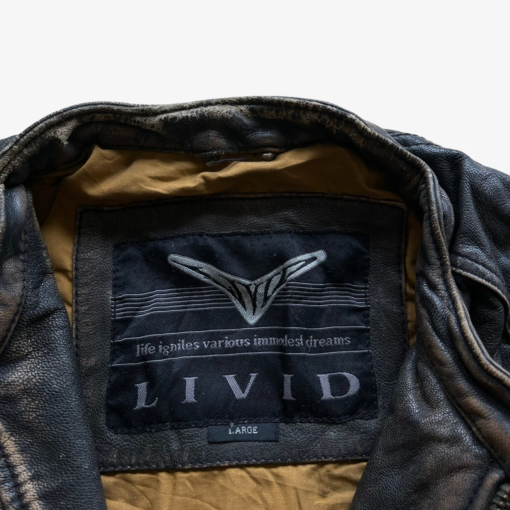 Vintage 90s Livid Leather Biker Jacket Label - Casspios Dream