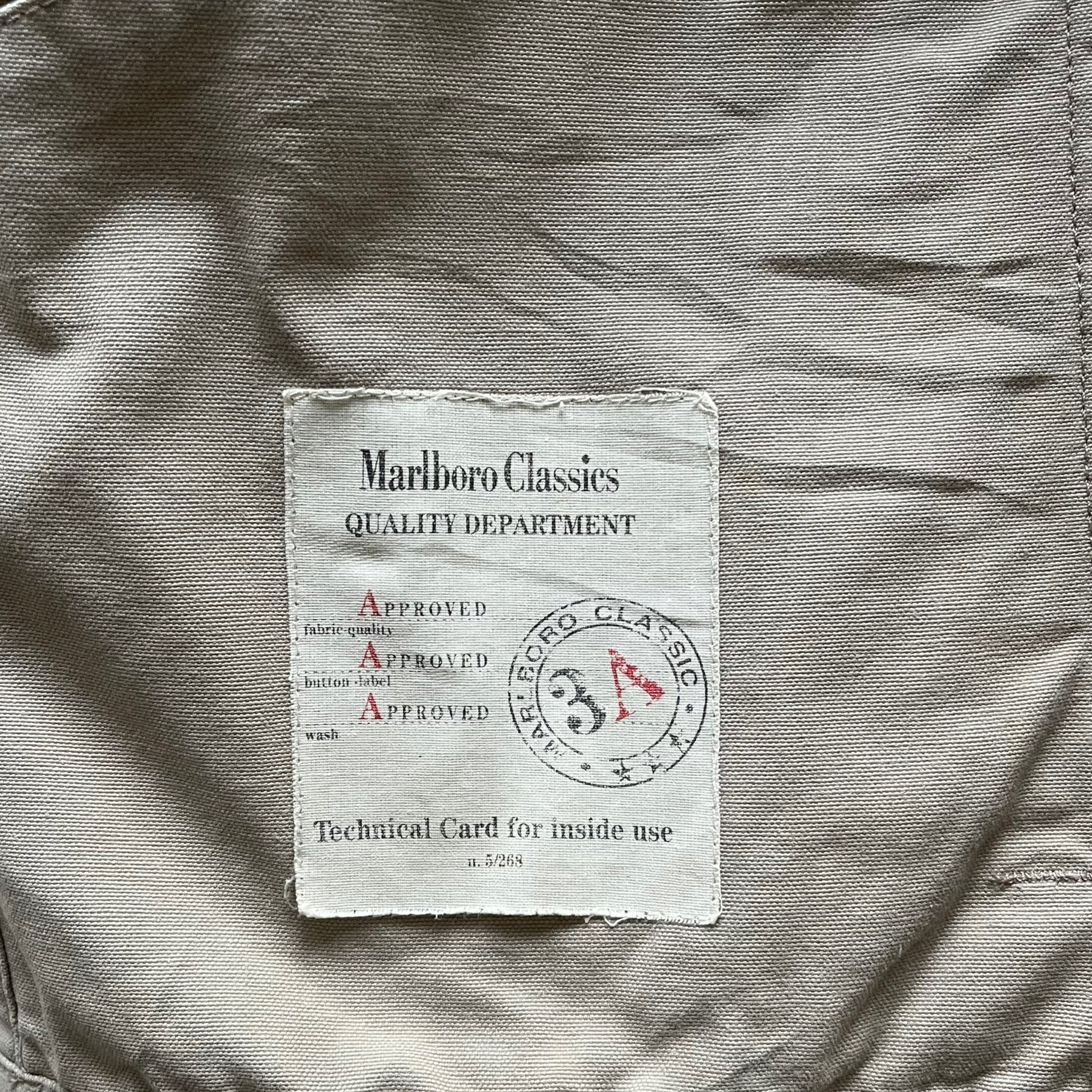 Vintage 90s Marlboro Classics Beige Trucker Jacket Inside Label - Casspios Dream