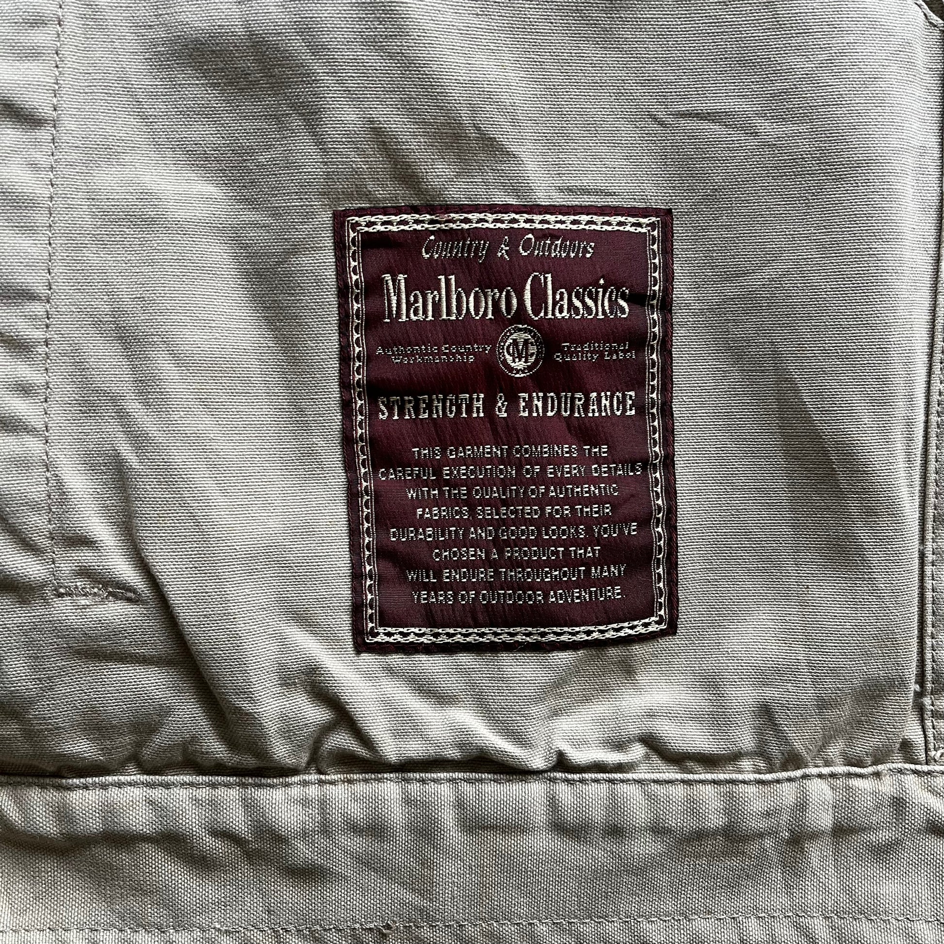 Vintage 90s Marlboro Classics Beige Trucker Jacket Tag - Casspios Dream