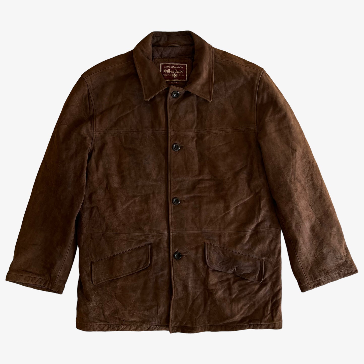 Vintage 90s Marlboro Classics Brown Leather Jacket - Casspios Dream