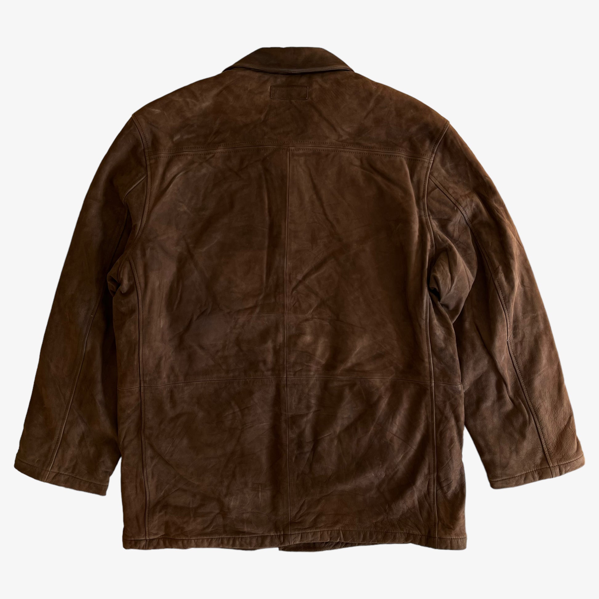 Vintage 90s Marlboro Classics Brown Leather Jacket Back - Casspios Dream