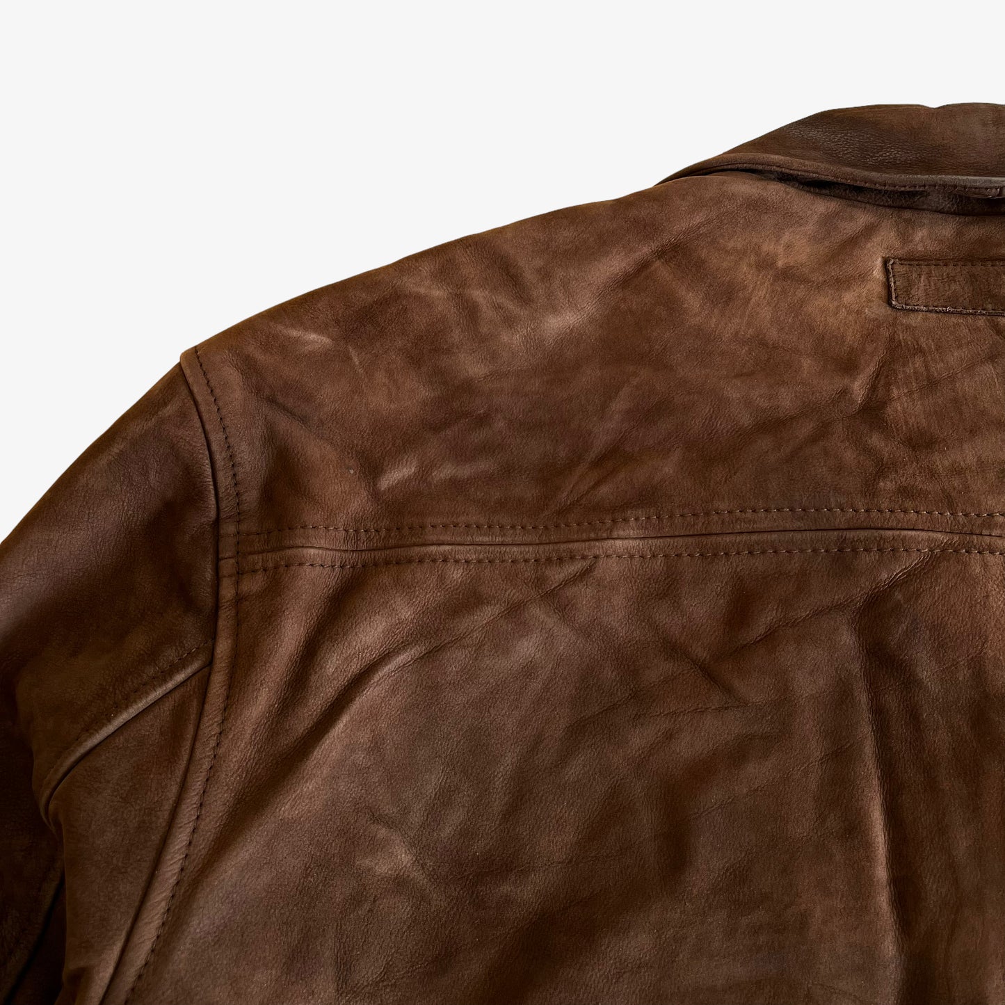 Vintage 90s Marlboro Classics Brown Leather Jacket Back Wear - Casspios Dream