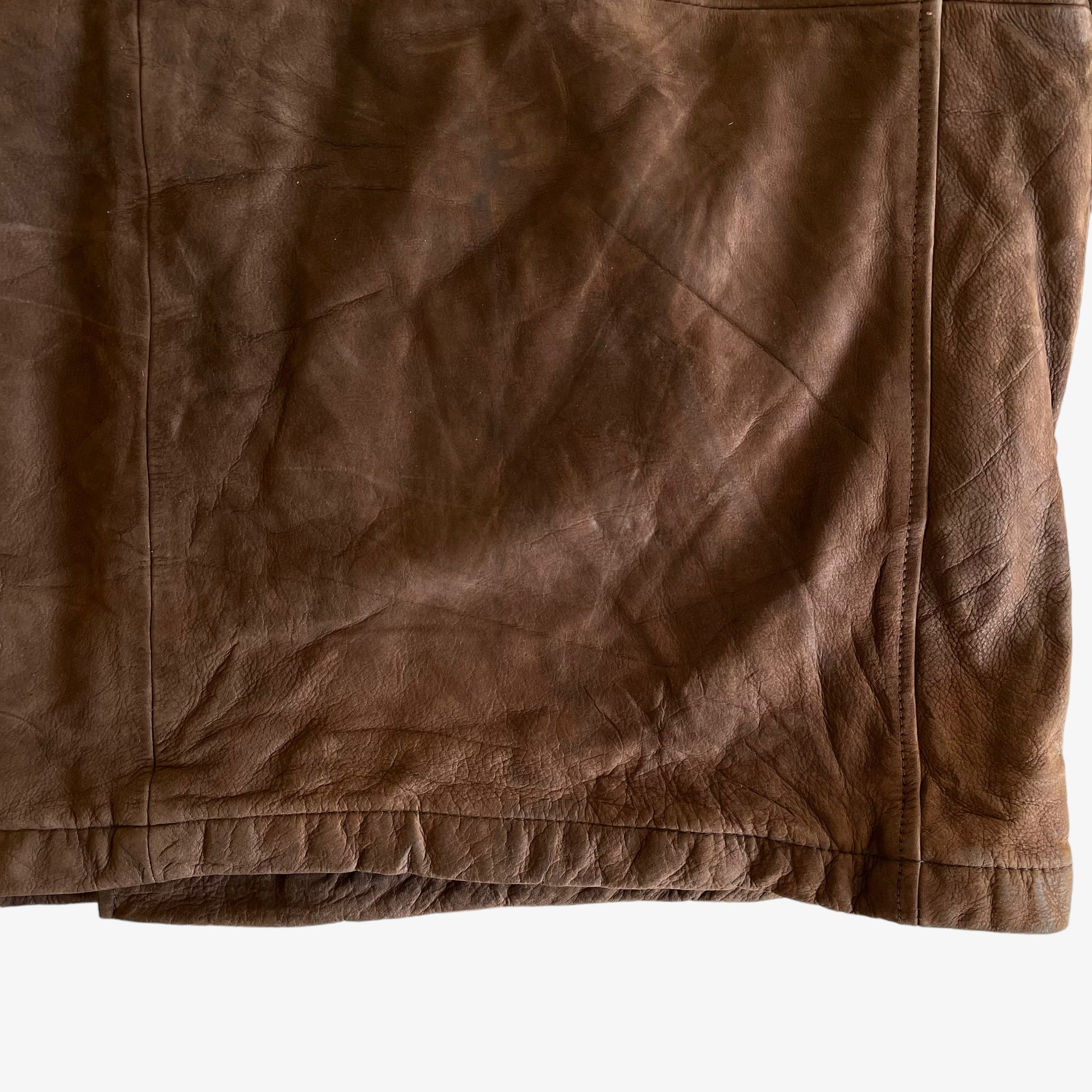 Vintage 90s Marlboro Classics Brown Leather Jacket Hem - Casspios Dream